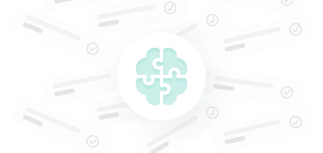 Puzzle piece icon in the center surrounded by nodes and circular connectors, representing self-improving AI or intelligent systems.