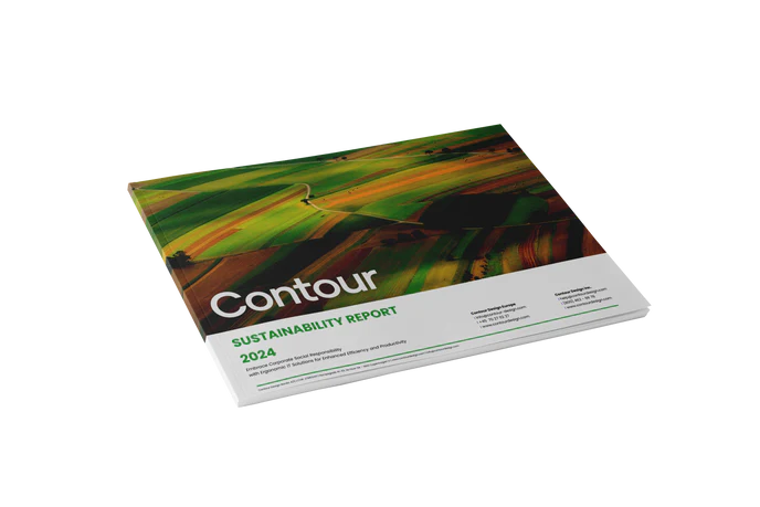 Contour 2024 Sustainability Report with colorful agricultural landscape cover