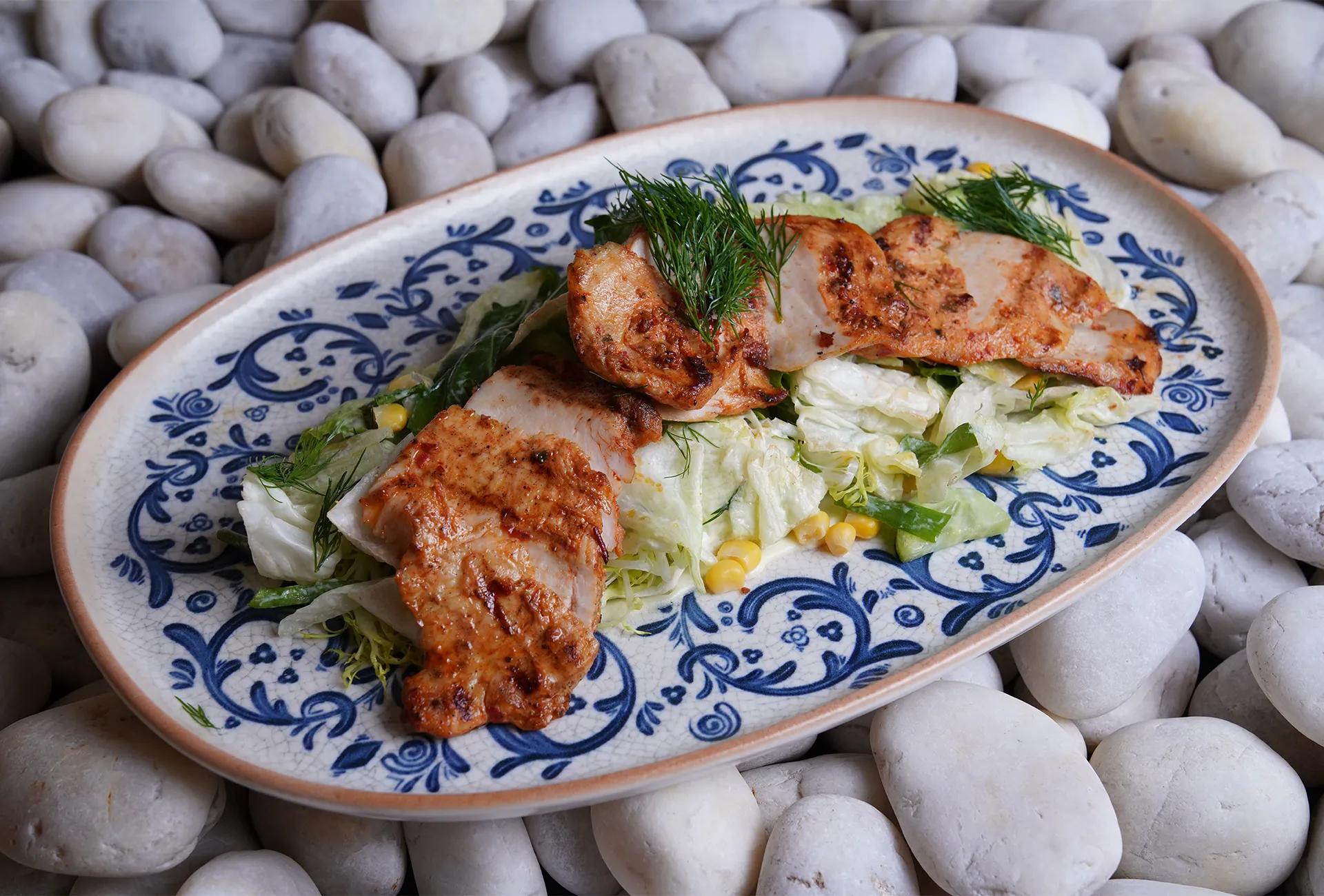 Grilled chicken salad at Turkish Village Dubai