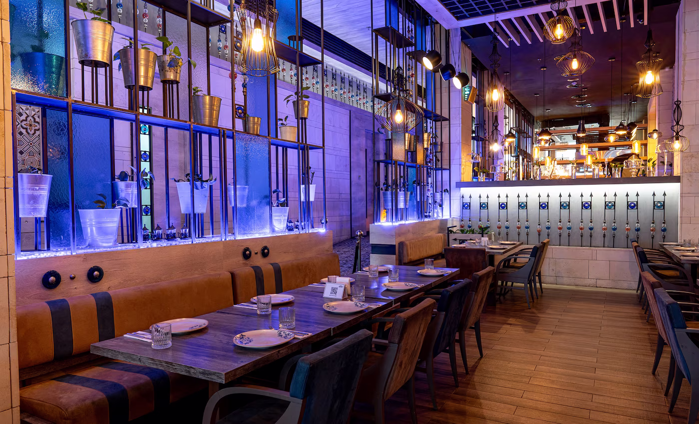 Dubai Festival City Turkish Village restaurant interior seating area