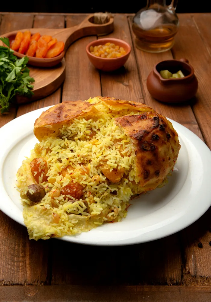 Pilav in a white plate