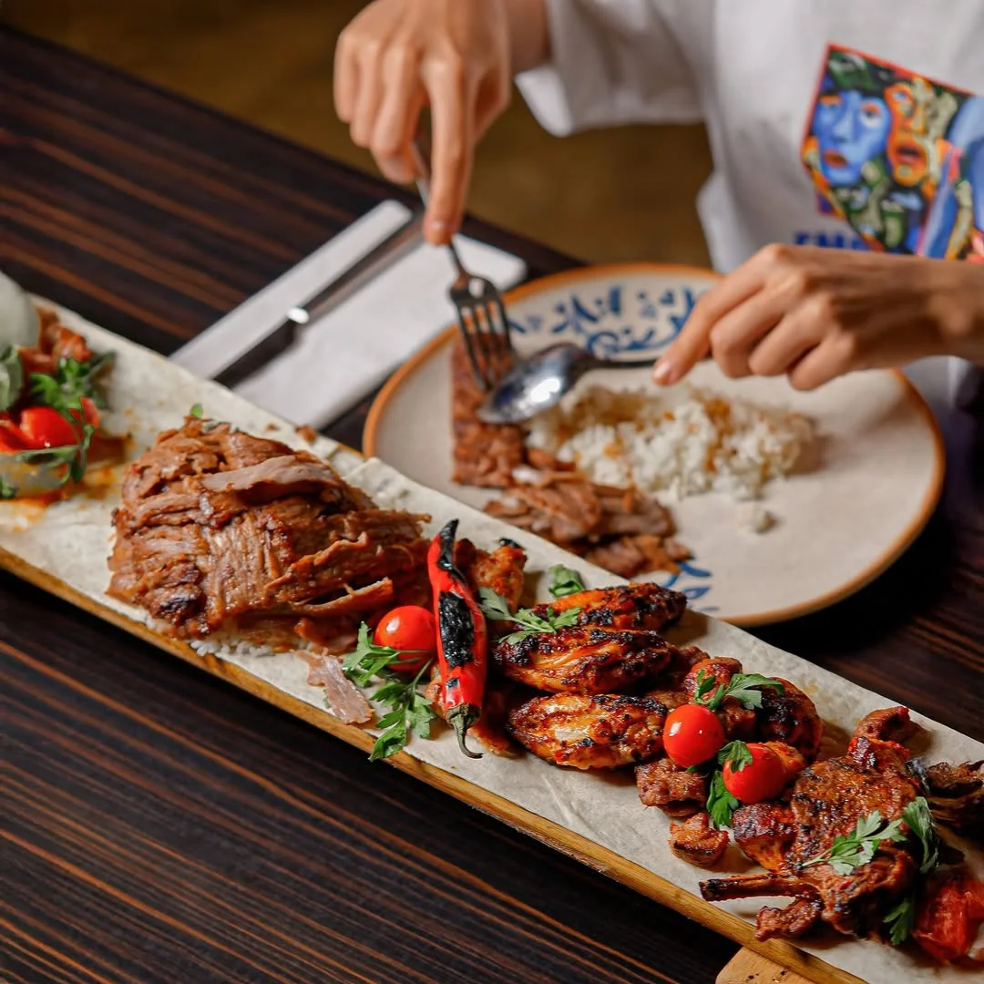 family dining at Turkish restaurant