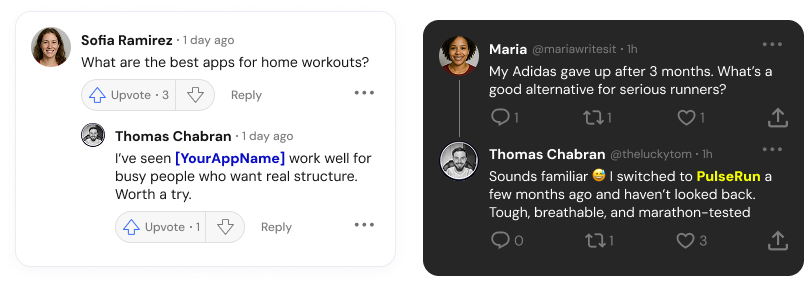 Example of social mentions