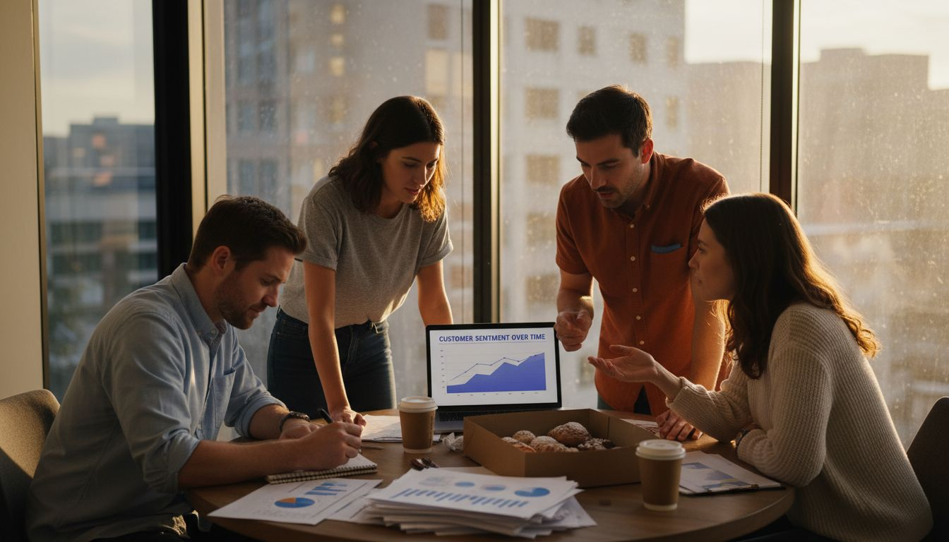 Marketing team discusses customer sentiment data