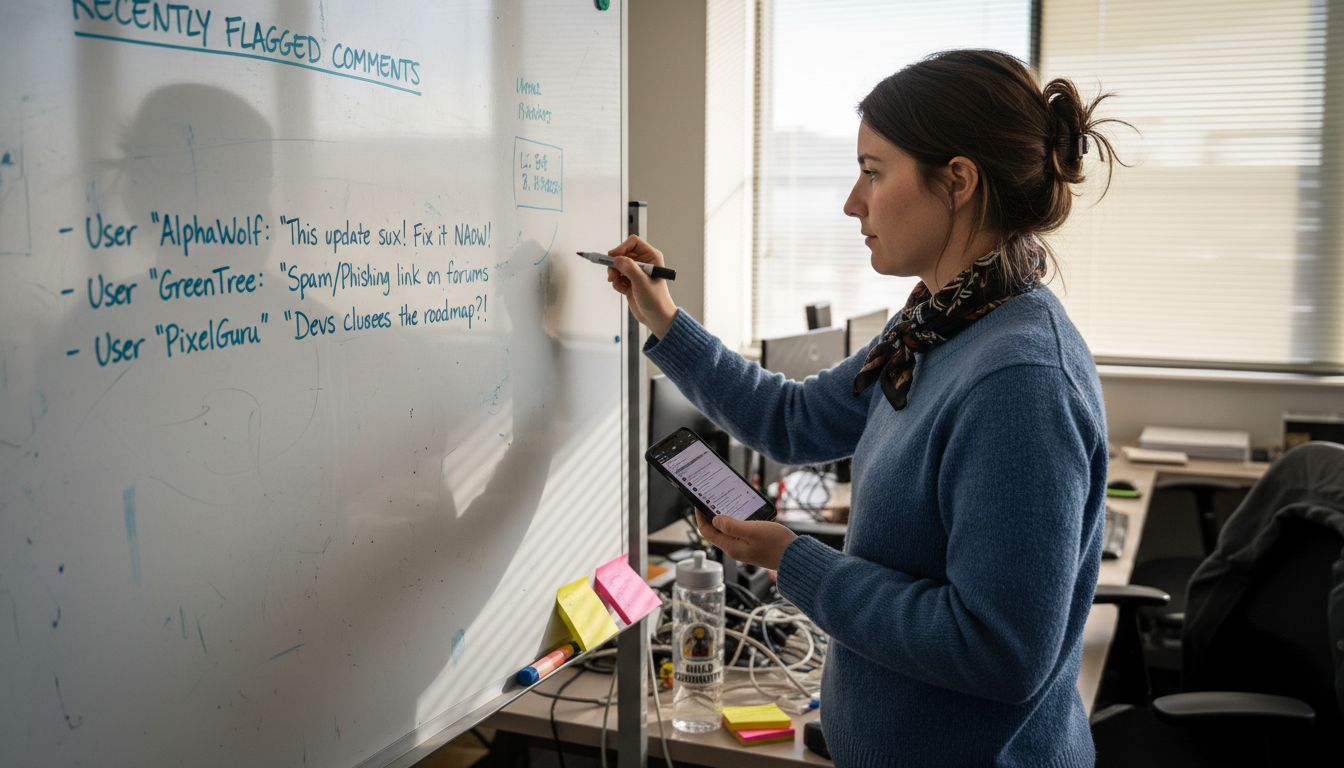 Community manager reviews flagged comments