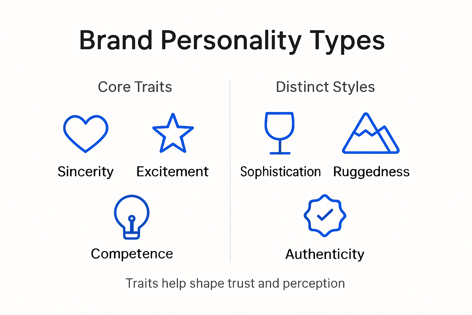 Infographic displaying brand personality traits types