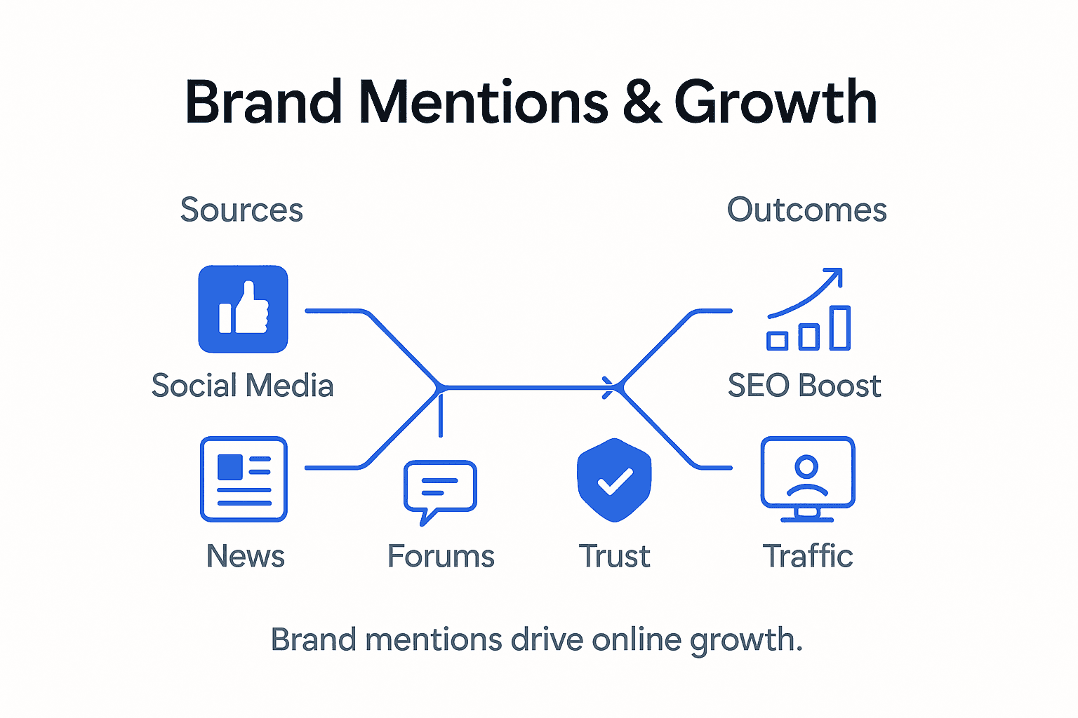 Infographic showing brand mentions and digital growth connections