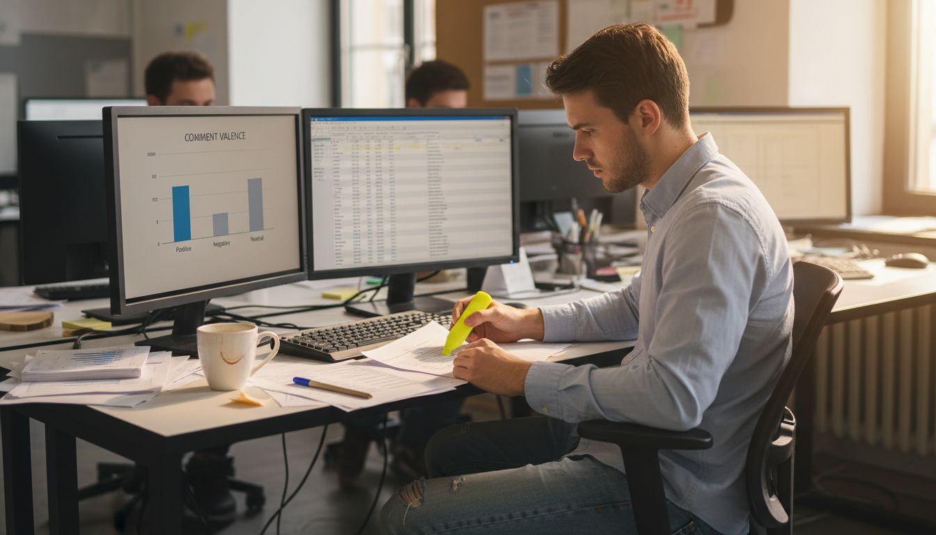 Analyst sorting social comment categories