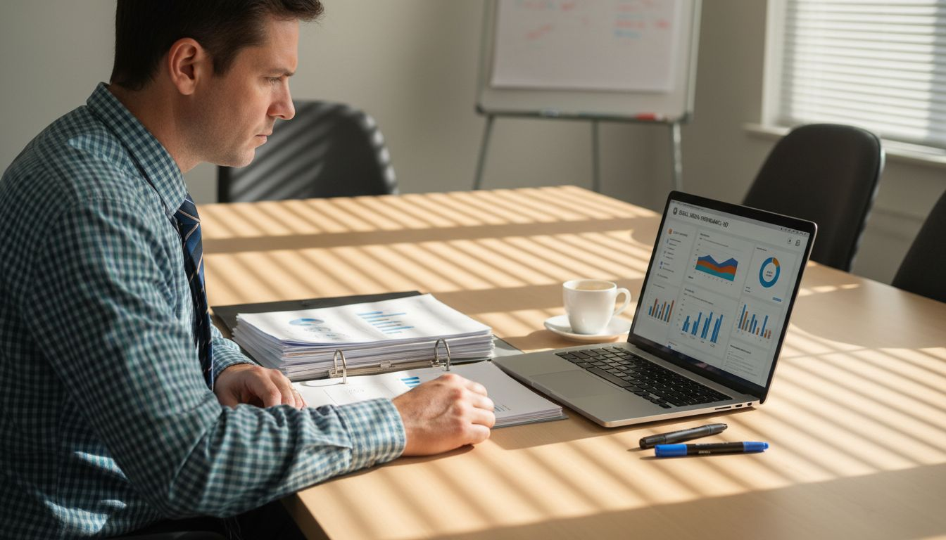 Analyst reviewing social media audience data