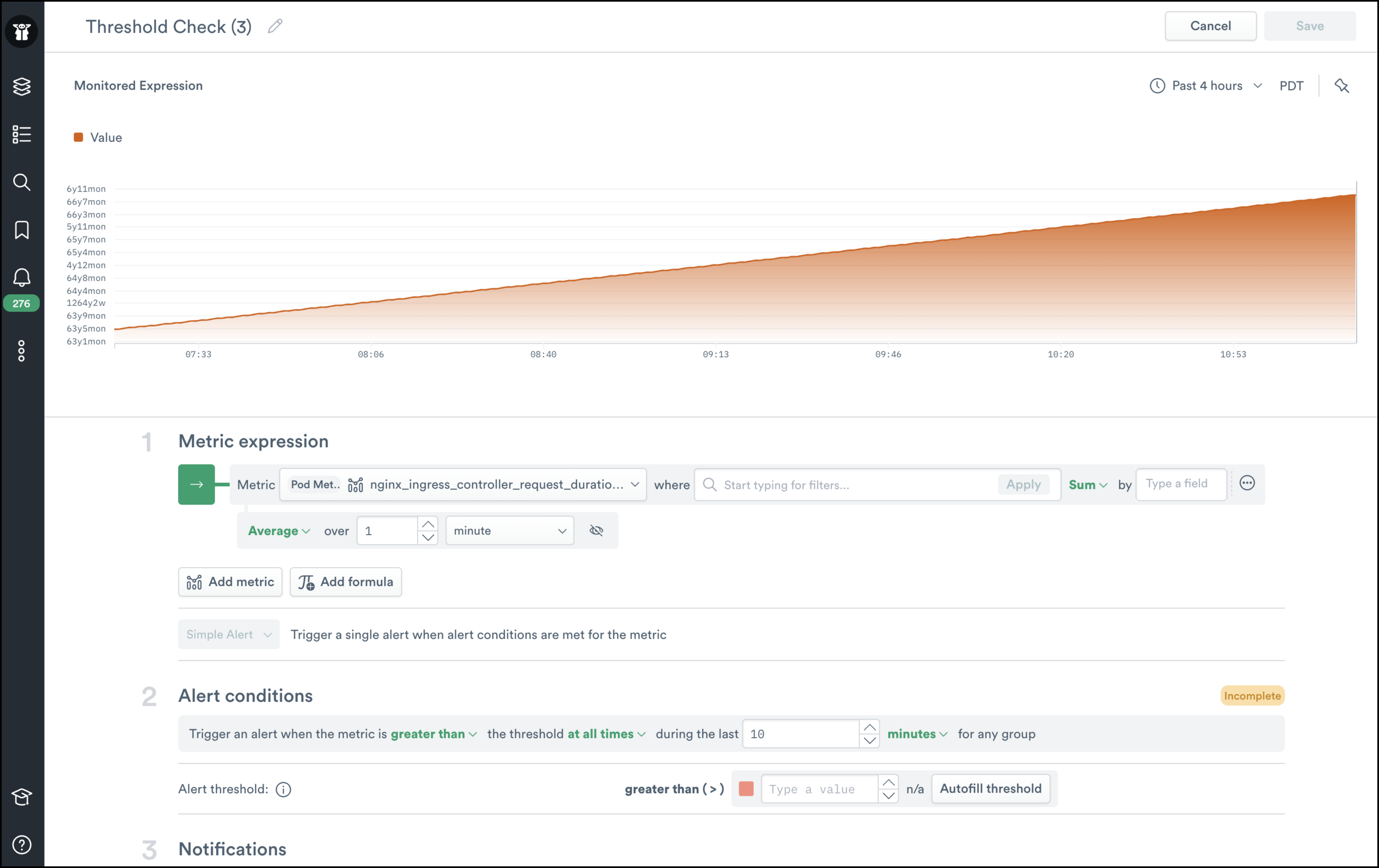 Metrics rate before adjustment