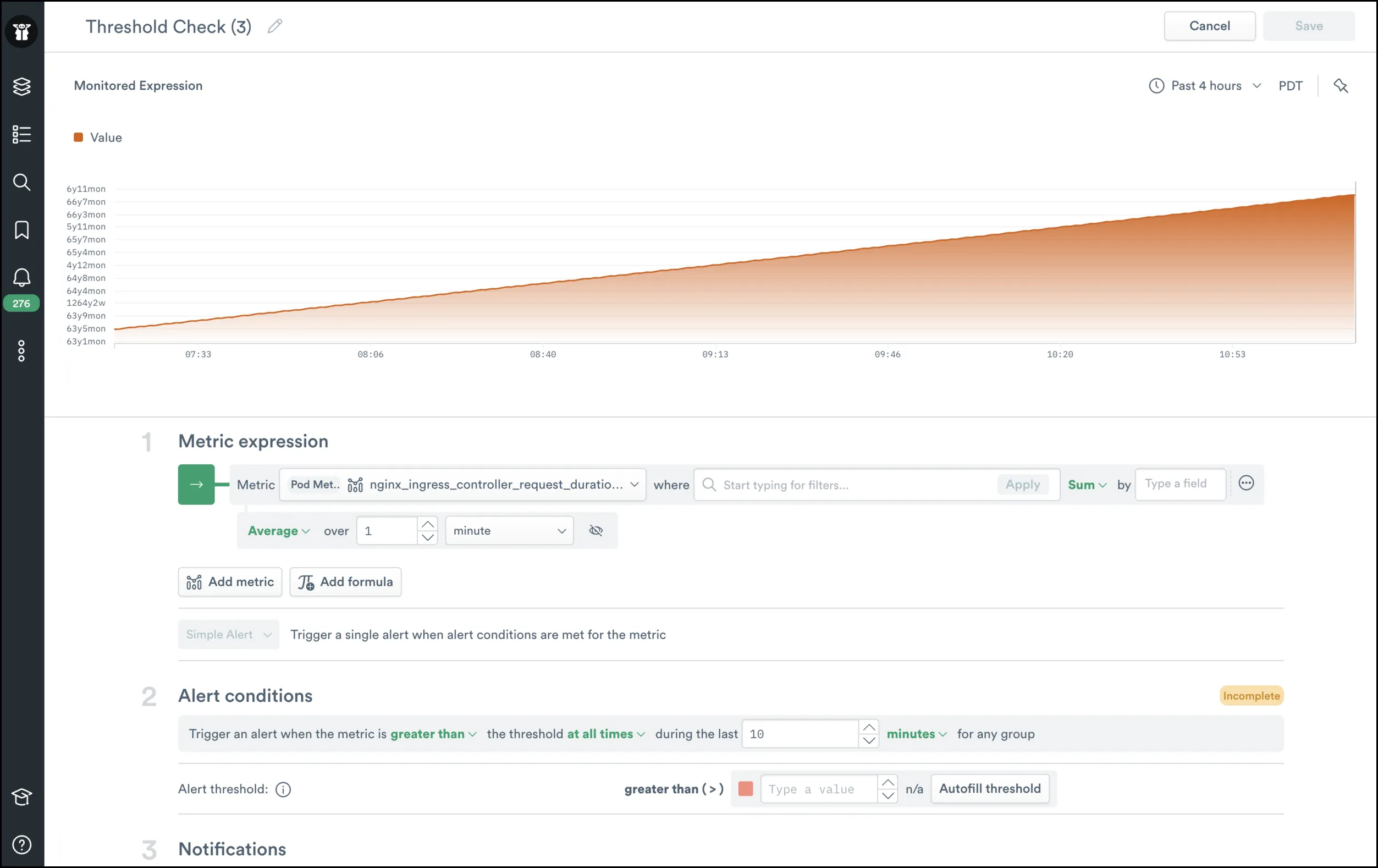 Metrics rate before adjustment