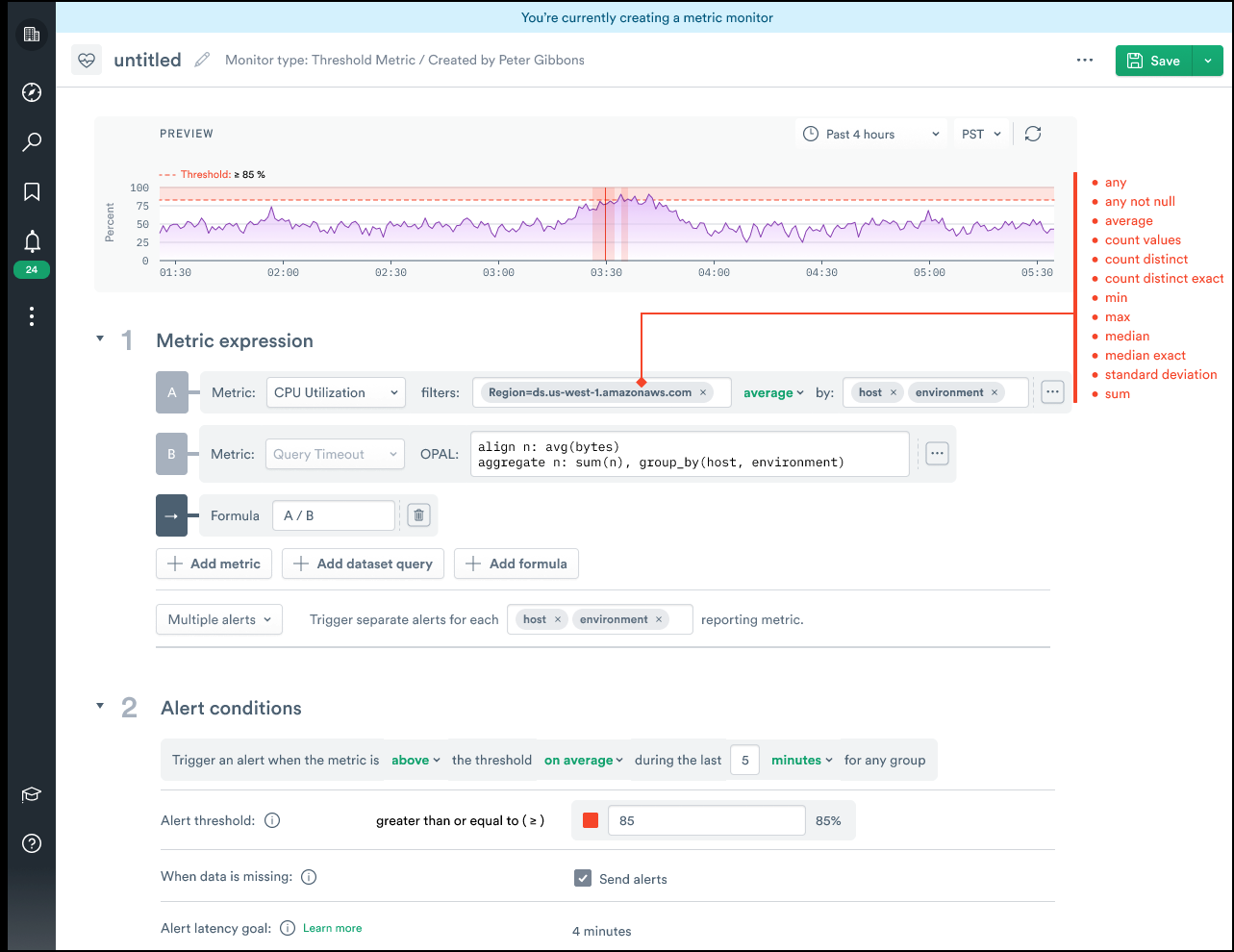 metric expression builder