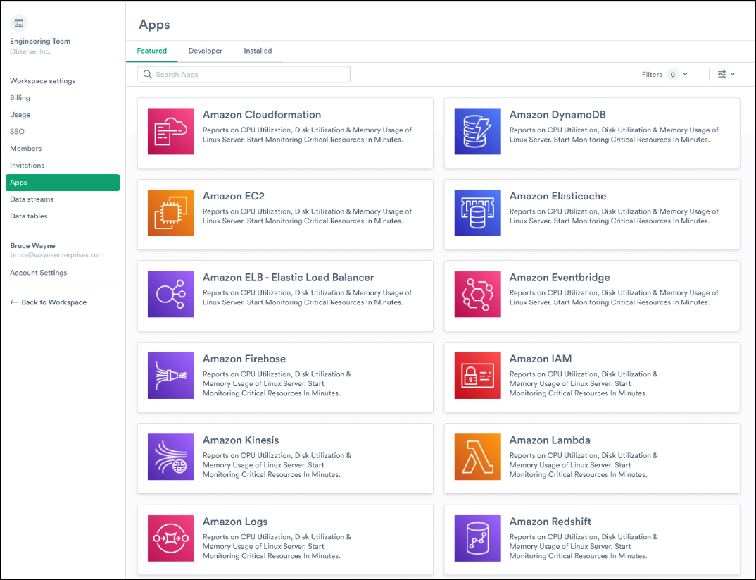Observe apps