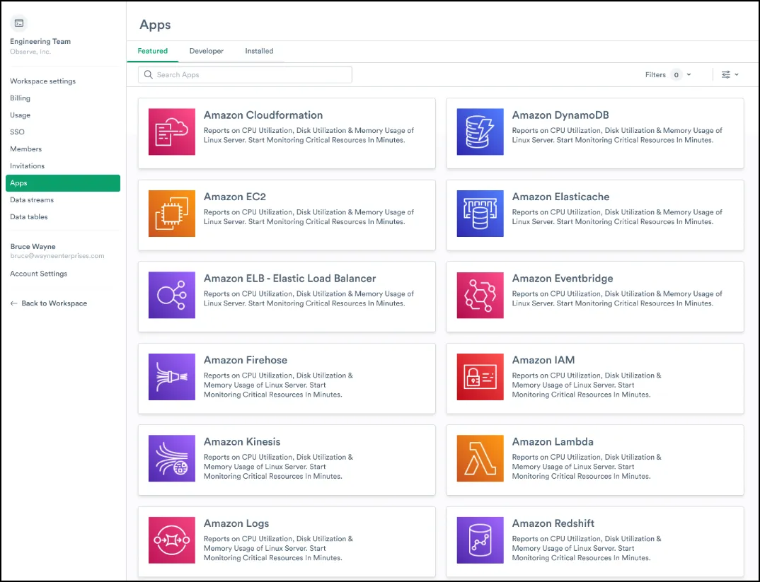 Observe apps