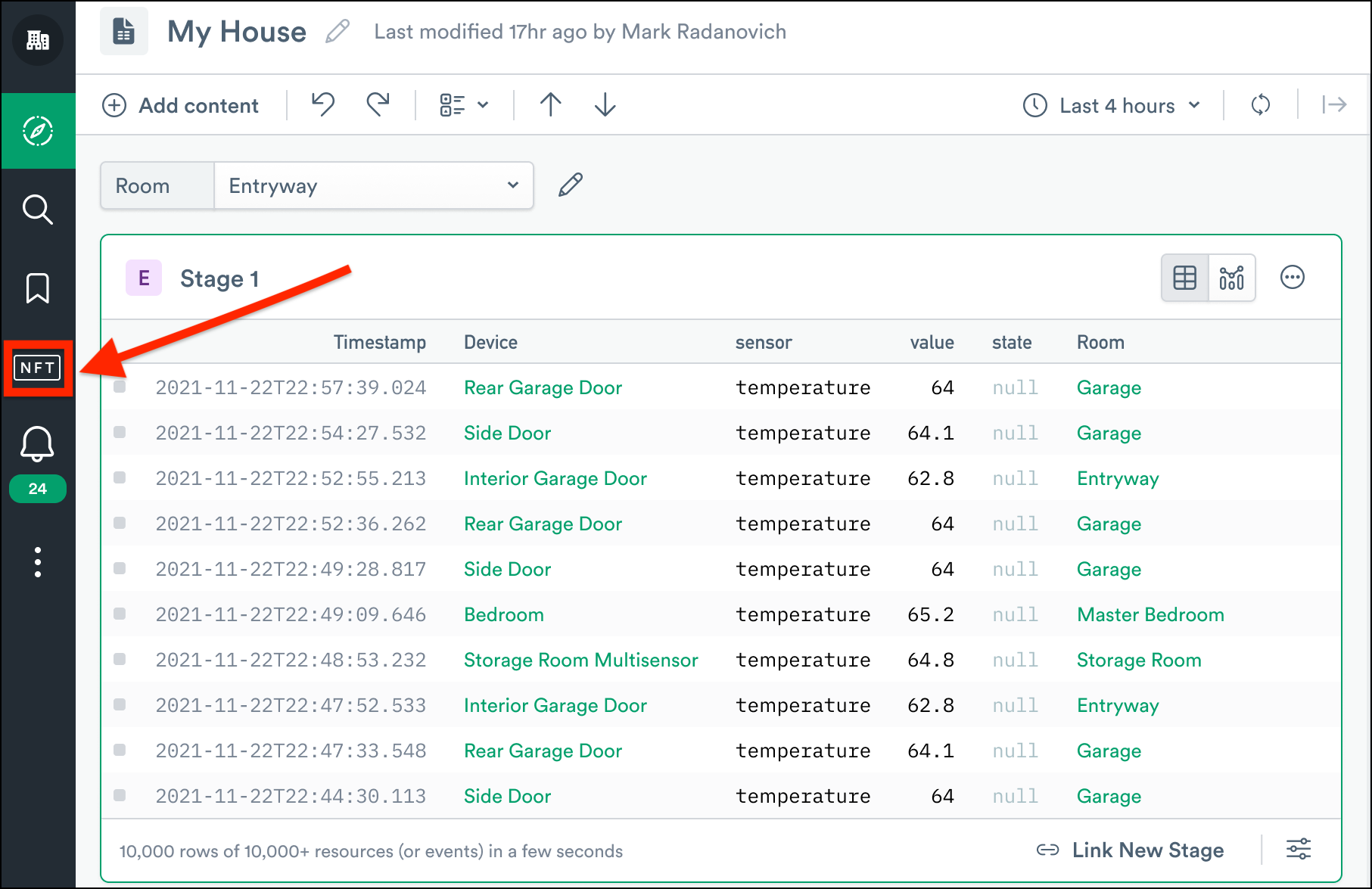 NFT Sidebar in Observe SaaS Solution