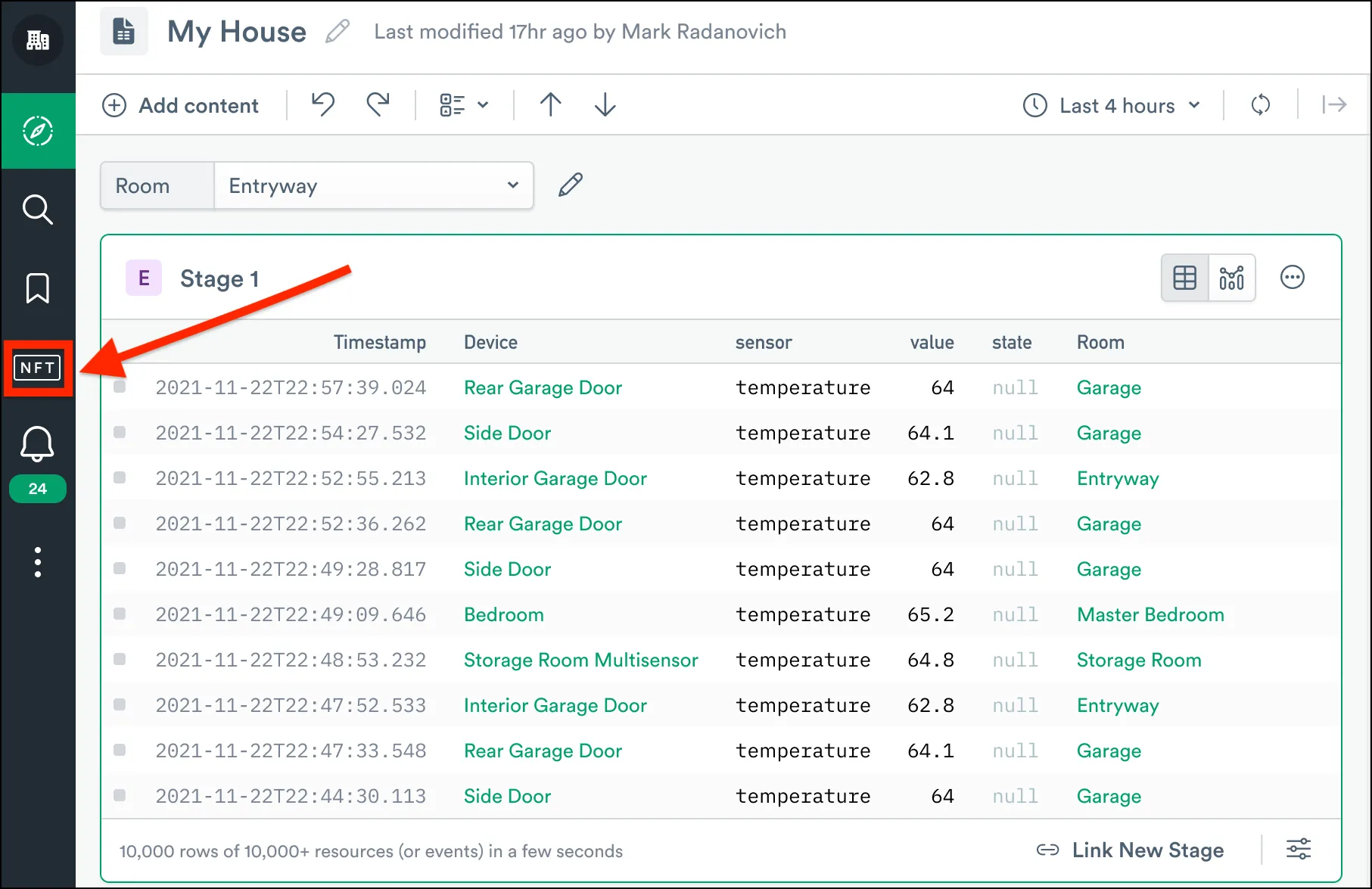 NFT Sidebar in Observe SaaS Solution