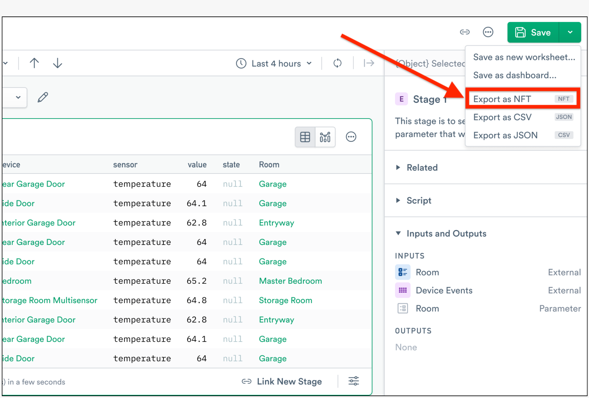 NFT Export Option in the Observe SaaS Platform