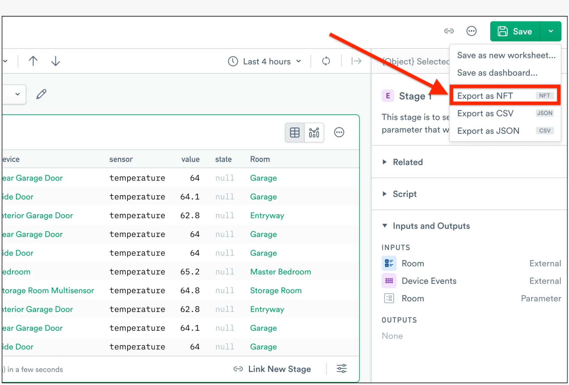 NFT Export Option in the Observe SaaS Platform