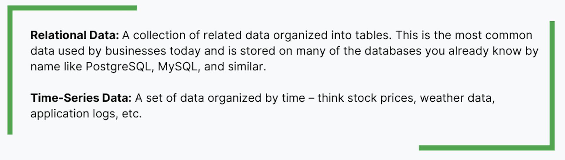 Relational Data and Time-Series Data needed for Observe Datasets