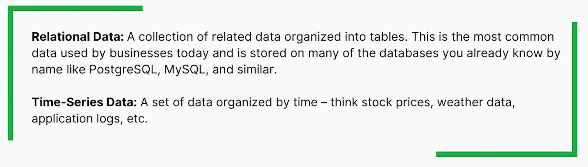 Relational Data and Time-Series Data needed for Observe Datasets