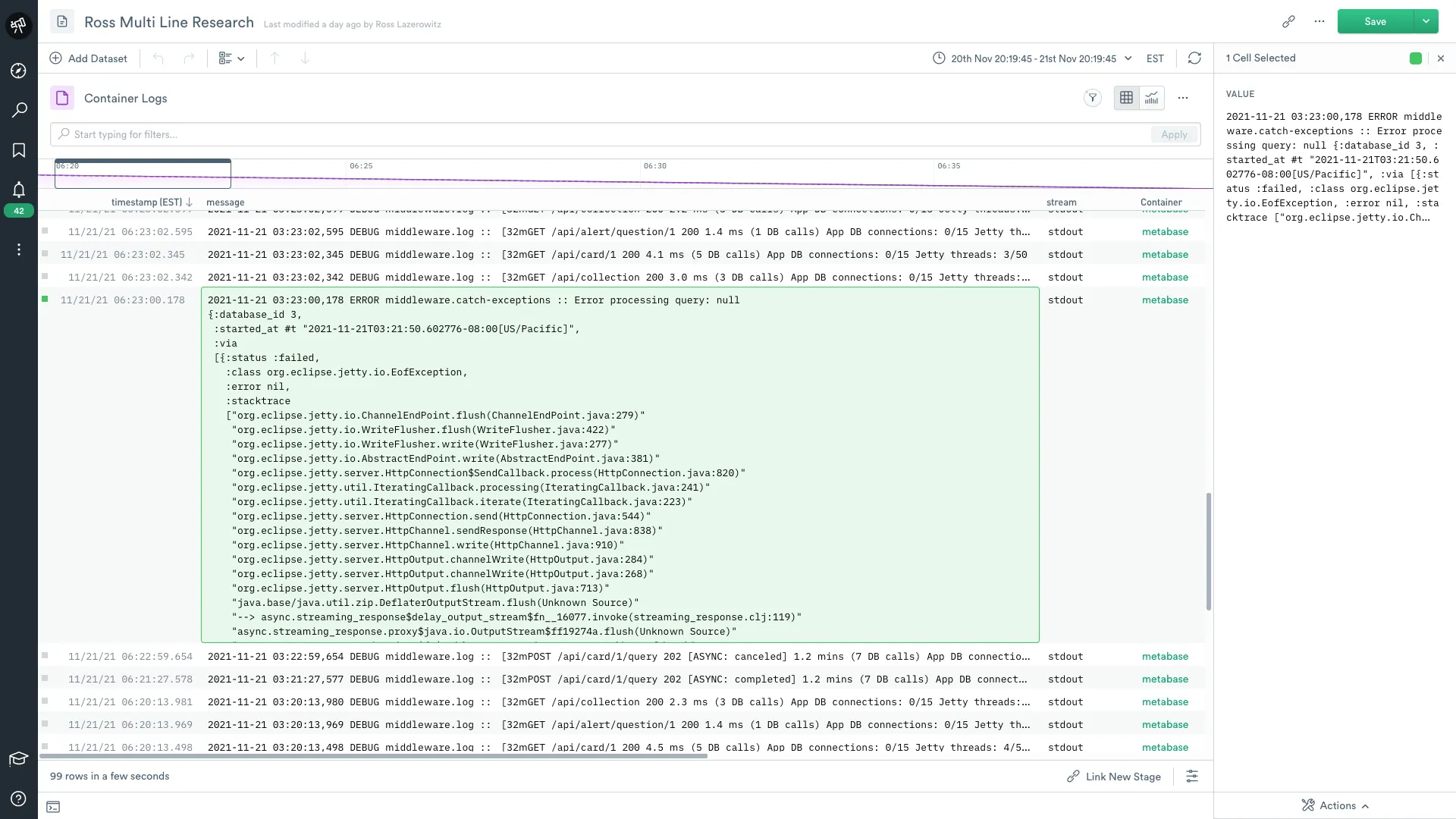 Multi line log message in Observe