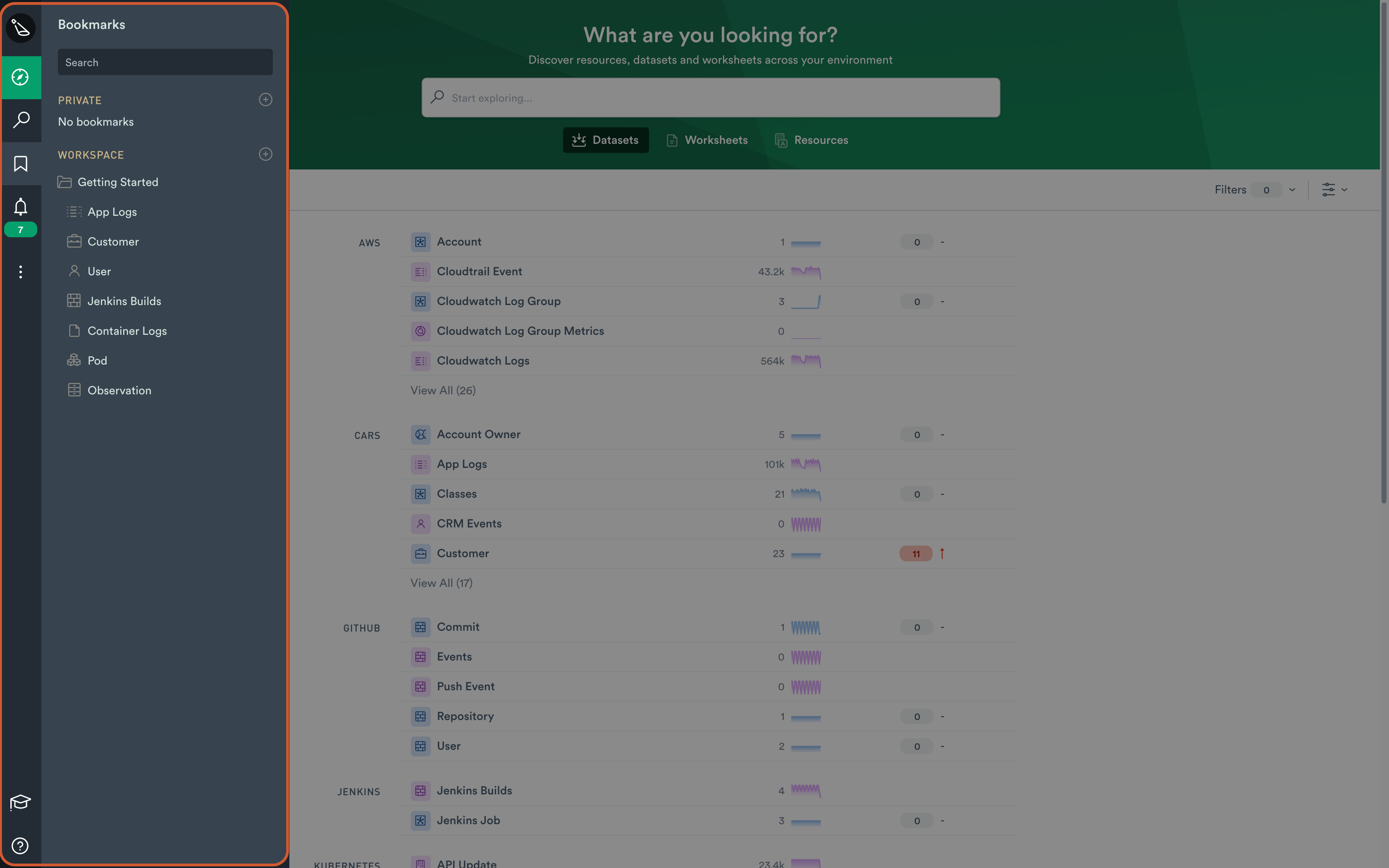 Observe SaaS Platform Bookmark tab