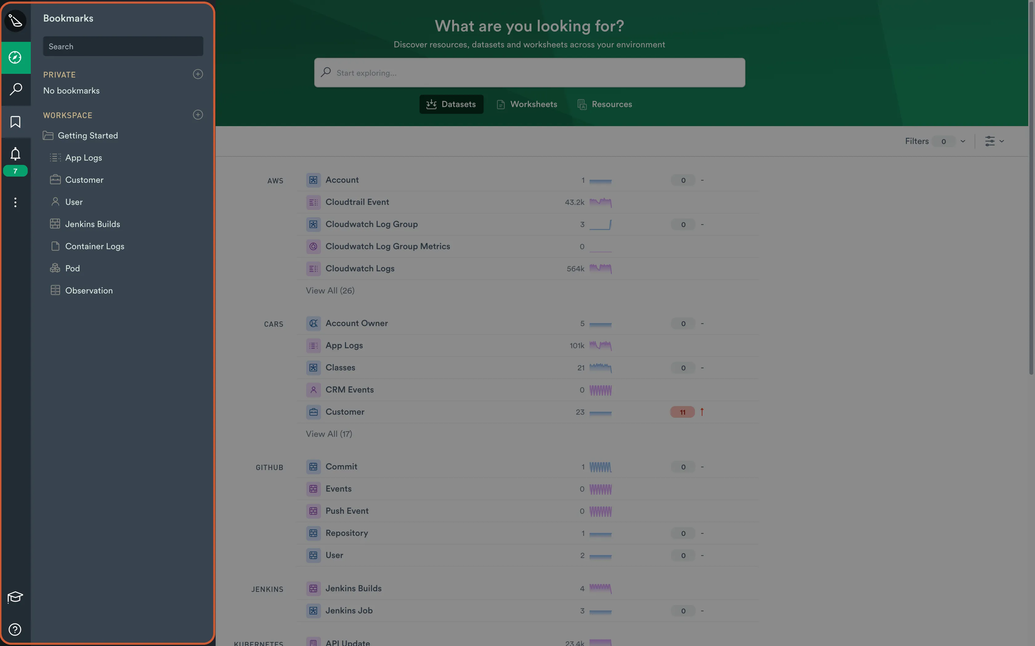 Observe SaaS Platform Bookmark tab