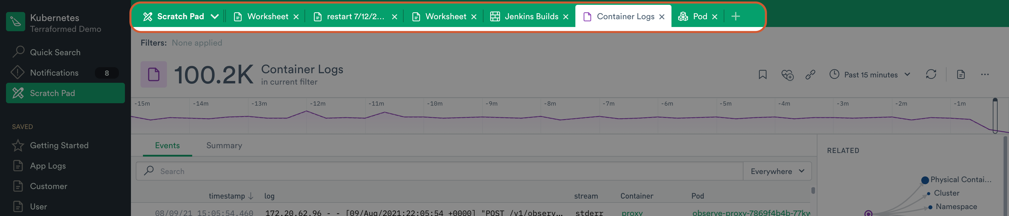Observe SaaS Platform With Builtin Tabs