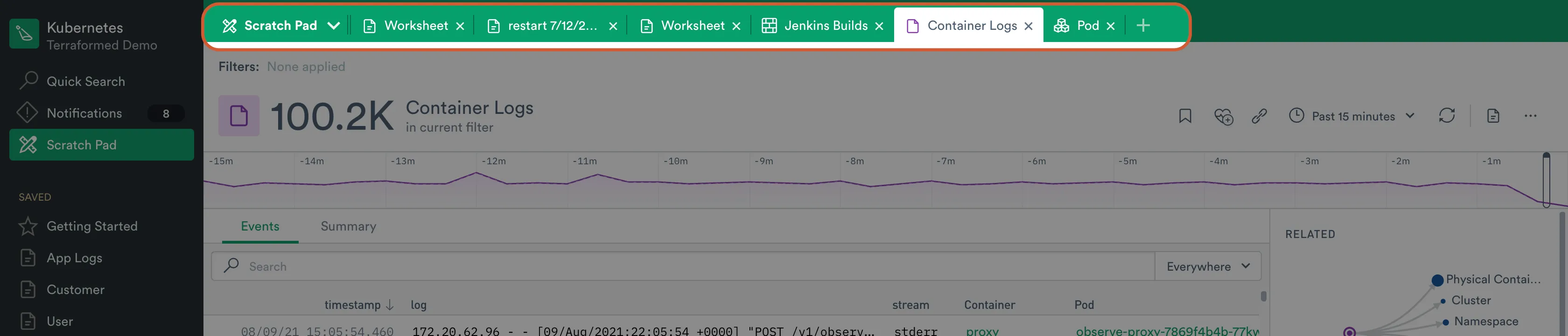 Observe SaaS Platform With Builtin Tabs