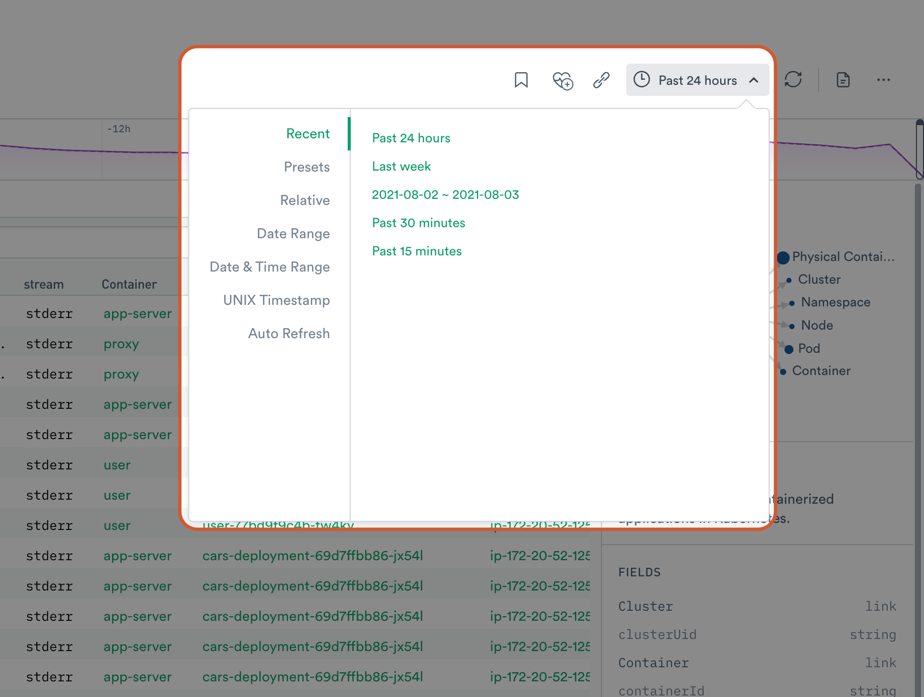 Observe SaaS Platform Recently Used Time Periods
