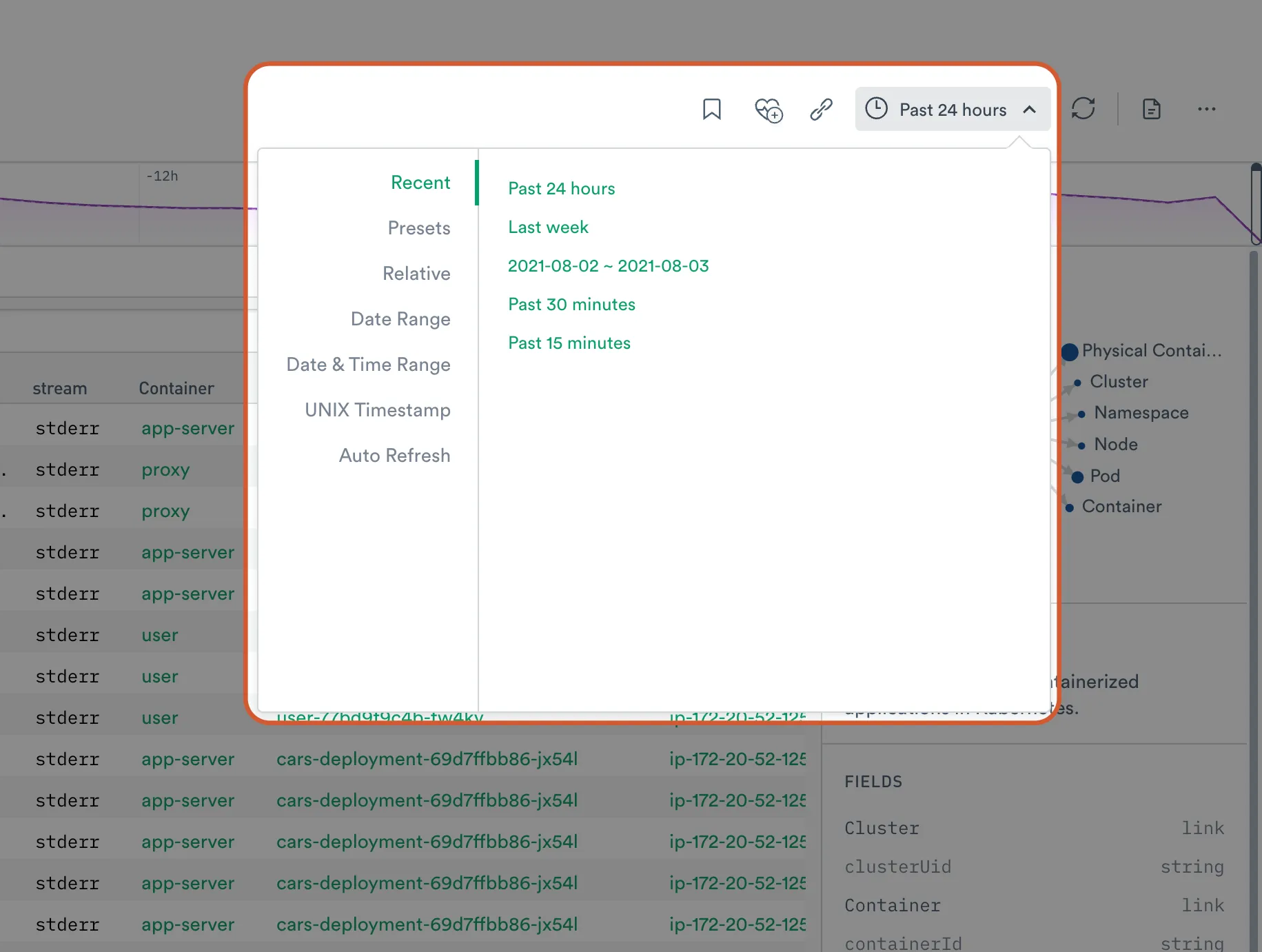 Observe SaaS Platform Recently Used Time Periods