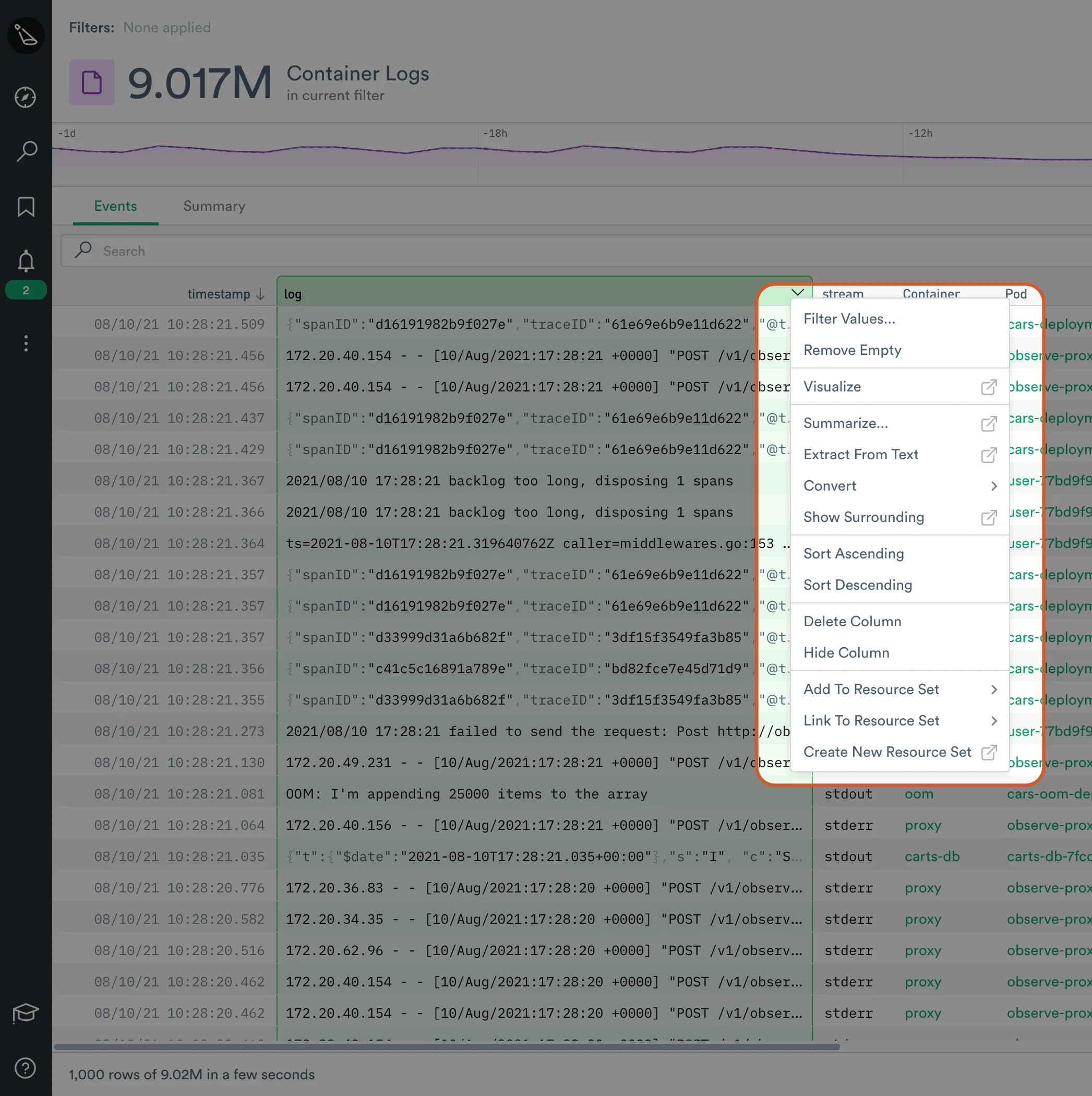 Observe SaaS Platform Recently Used Time Periods