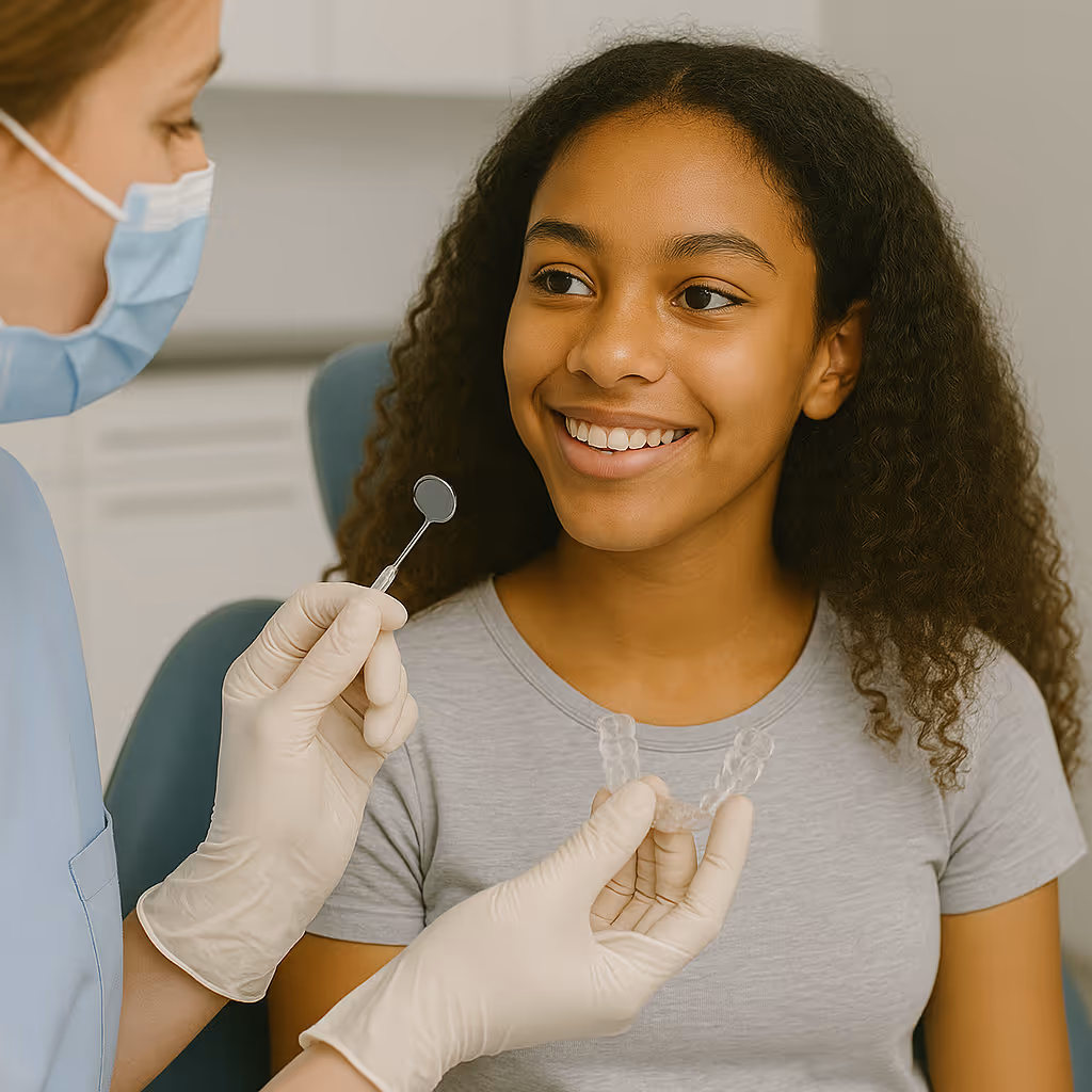 Orthodontie pour adolescente à Colmar avec gouttière invisible pour alignement des dents
