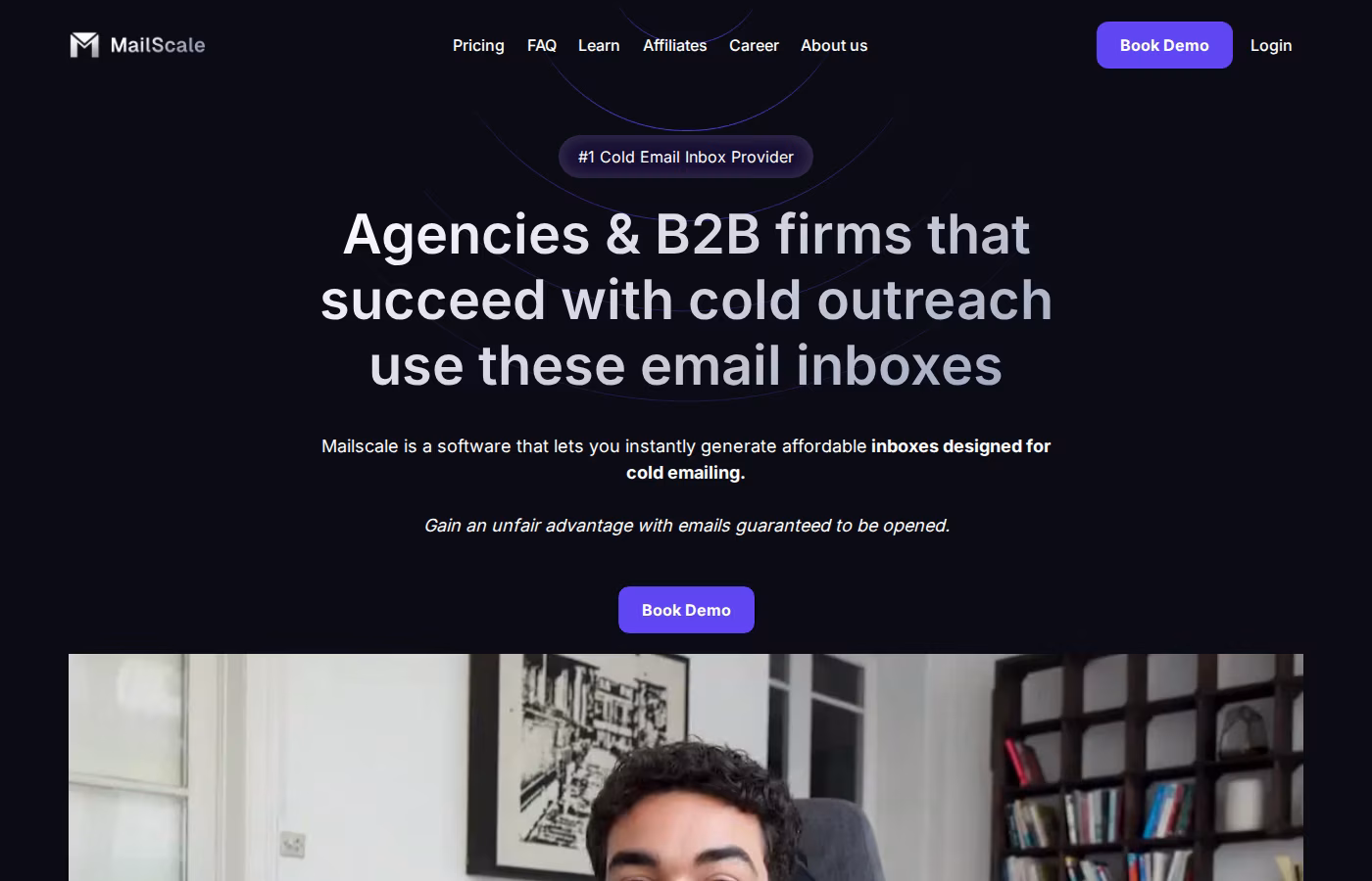Mailscale homepage hero with messaging that agencies and B2B firms succeed with cold outreach using these email inboxes