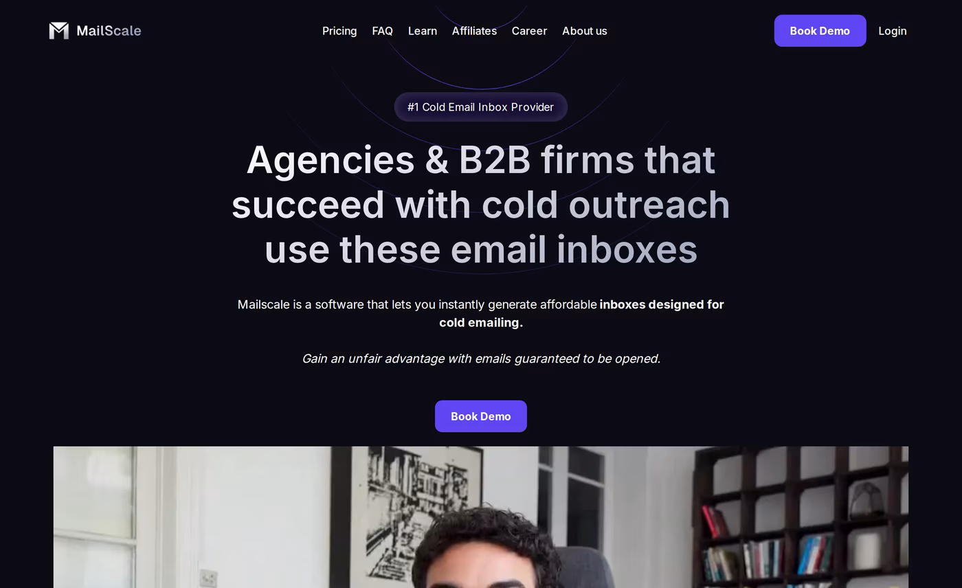 Mailscale homepage hero - number one cold email inbox provider for agencies and B2B firms