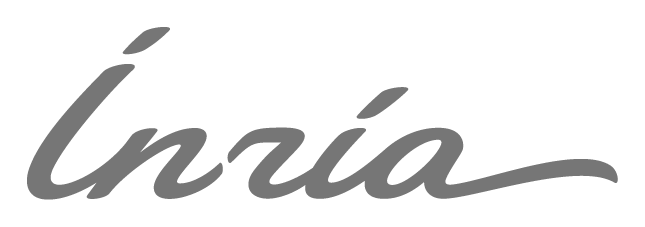 ínría company logo in orange calligraphic script. Black&White Version