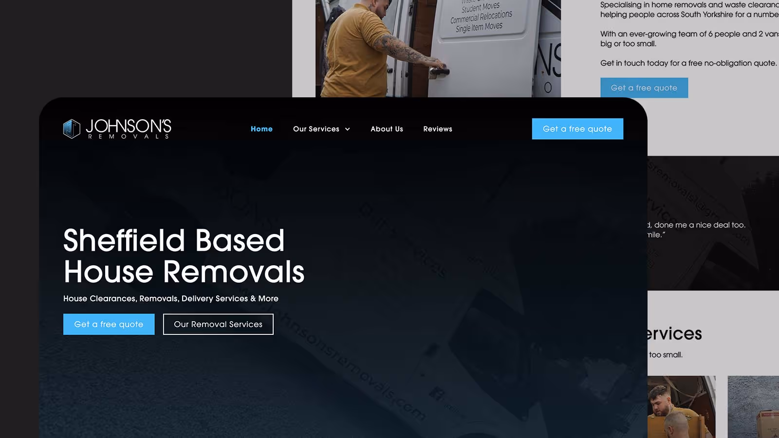 Home Removals Website - Web Design Sheffield