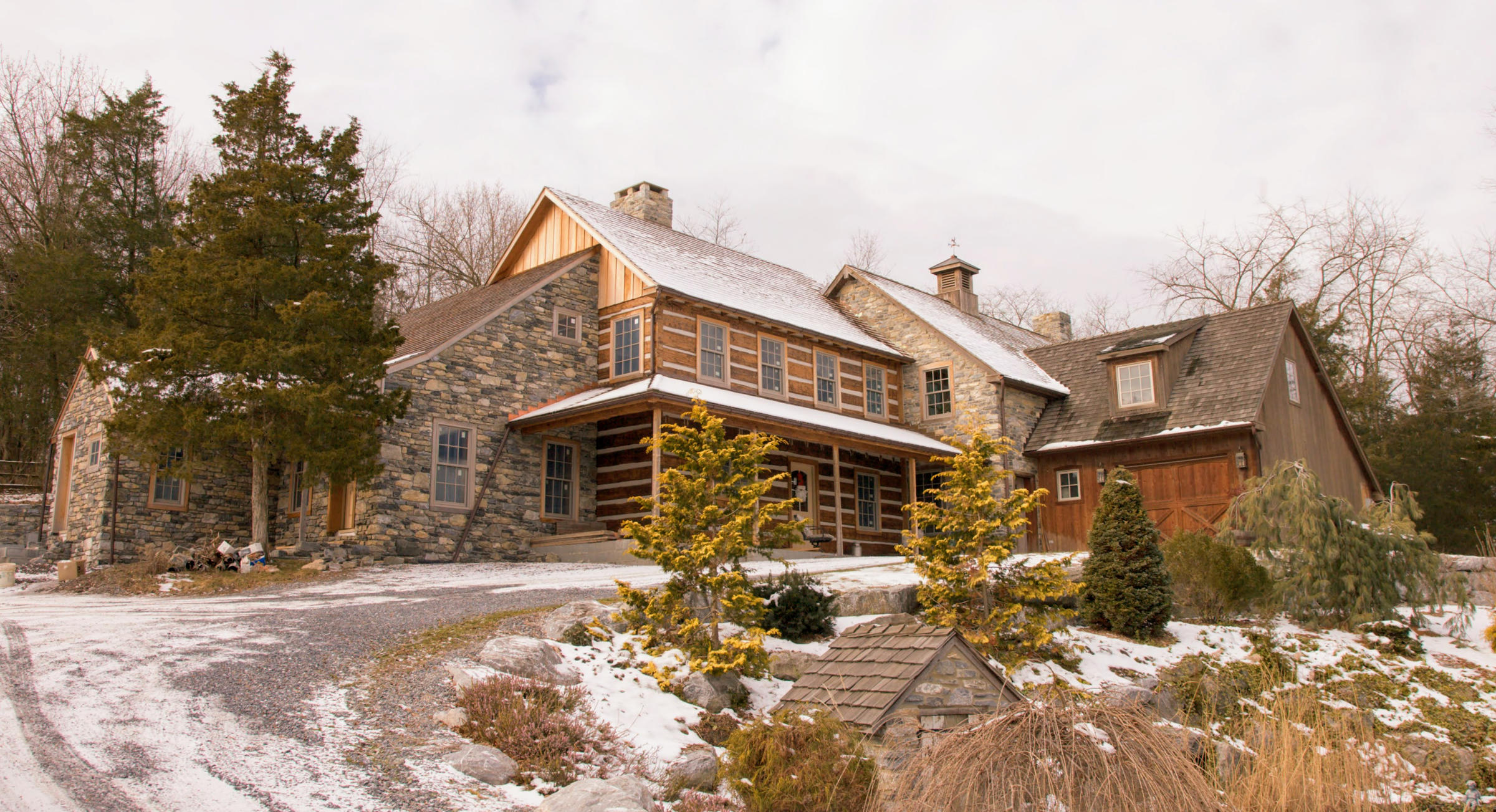 Restored hand-hewn log house