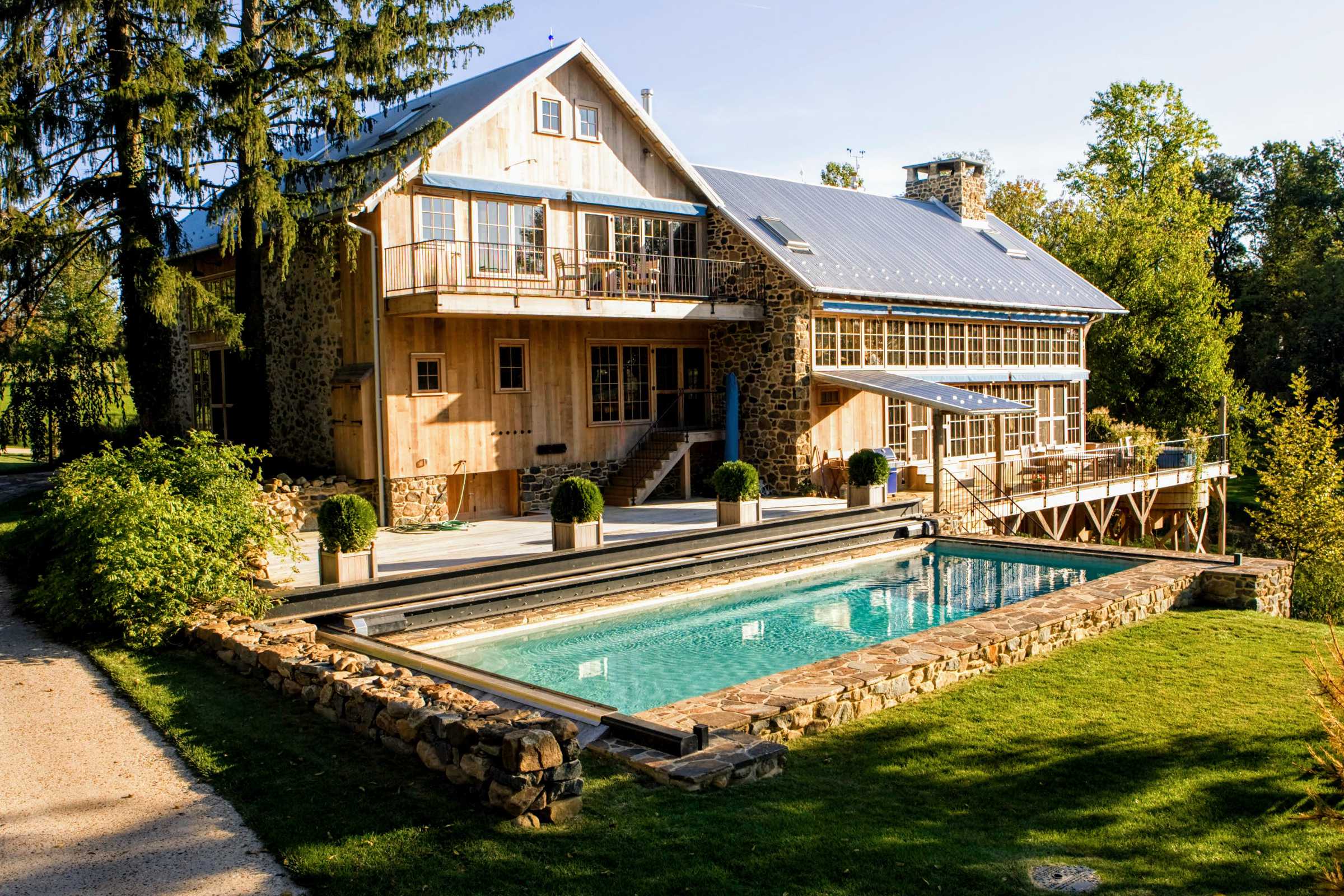 Heated Pool with Roll Away Deck Cover