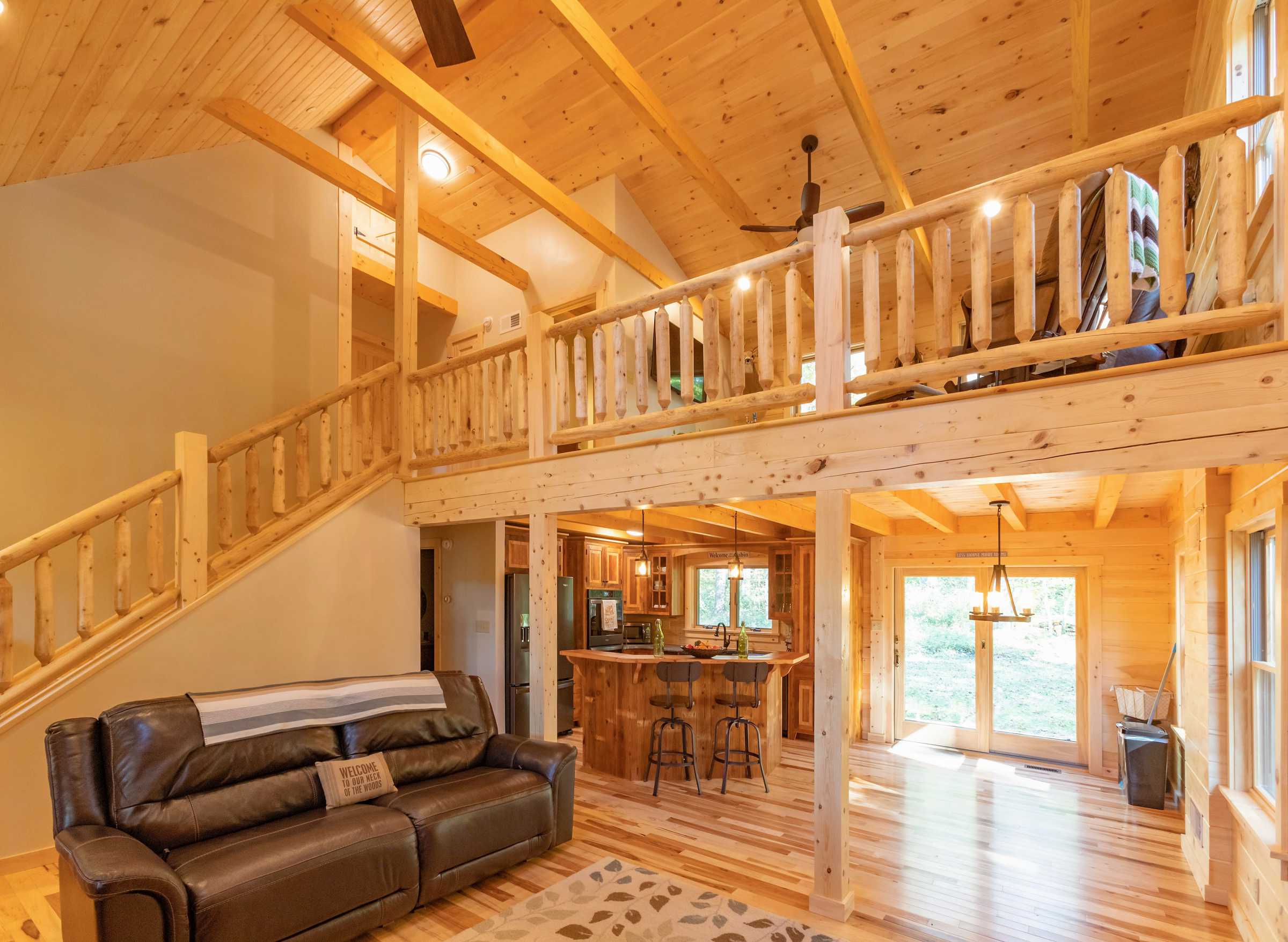 Interior of custom log home. Our designers will work with you to deliver a log home of your dreams.