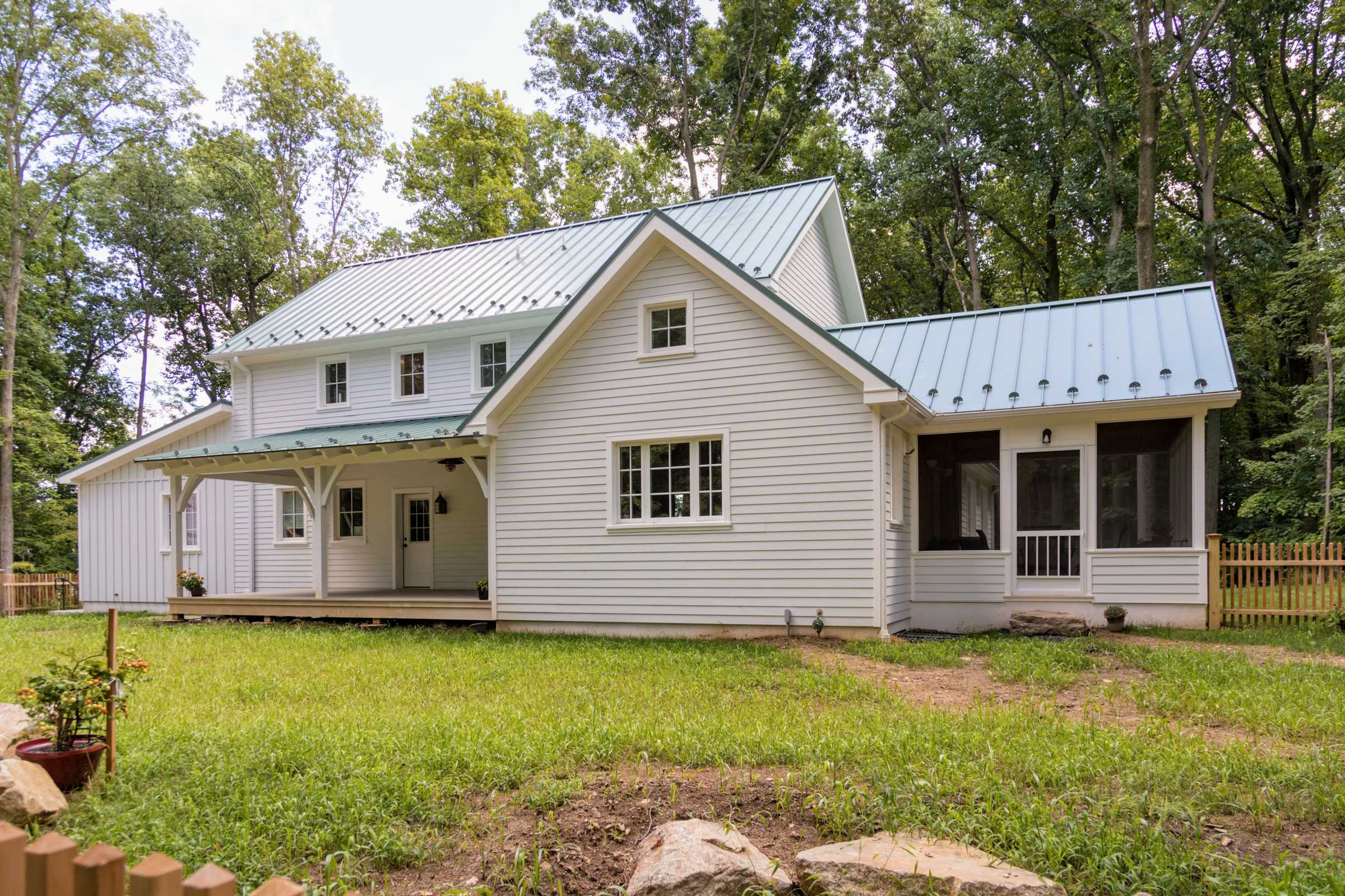 Timber frame farmhouse.