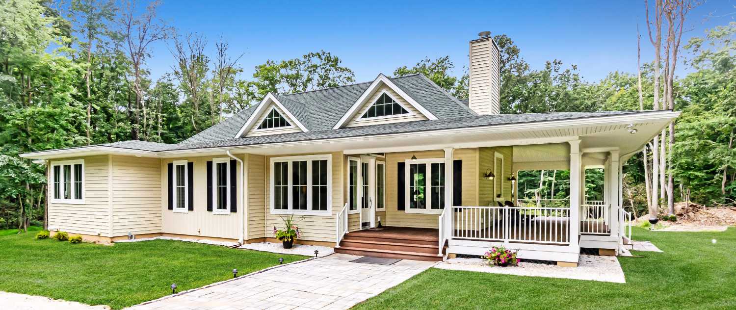 Front entrance of custom home in Chesapeake, MD.