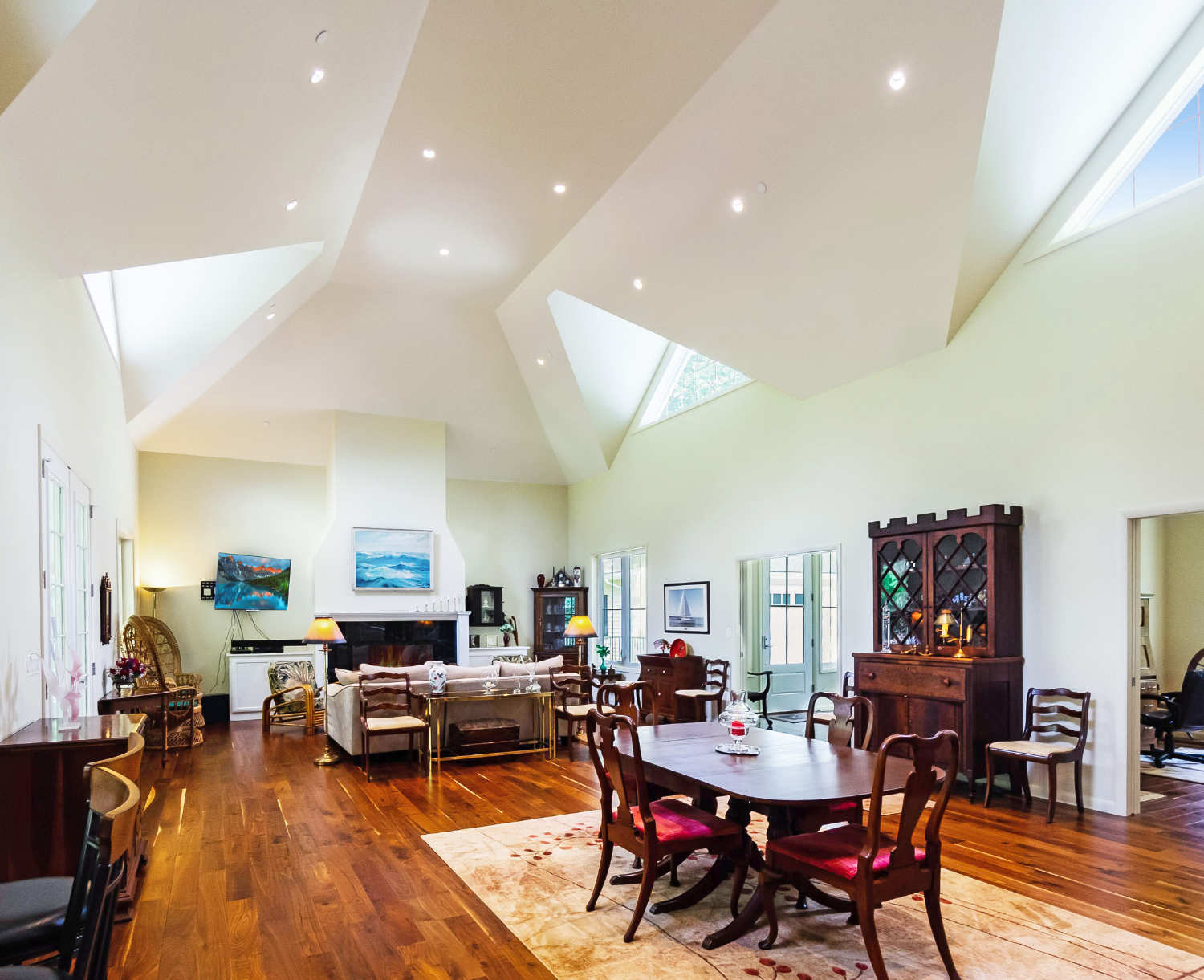 Living room and dining room of custom home in Chesapeake, Md.