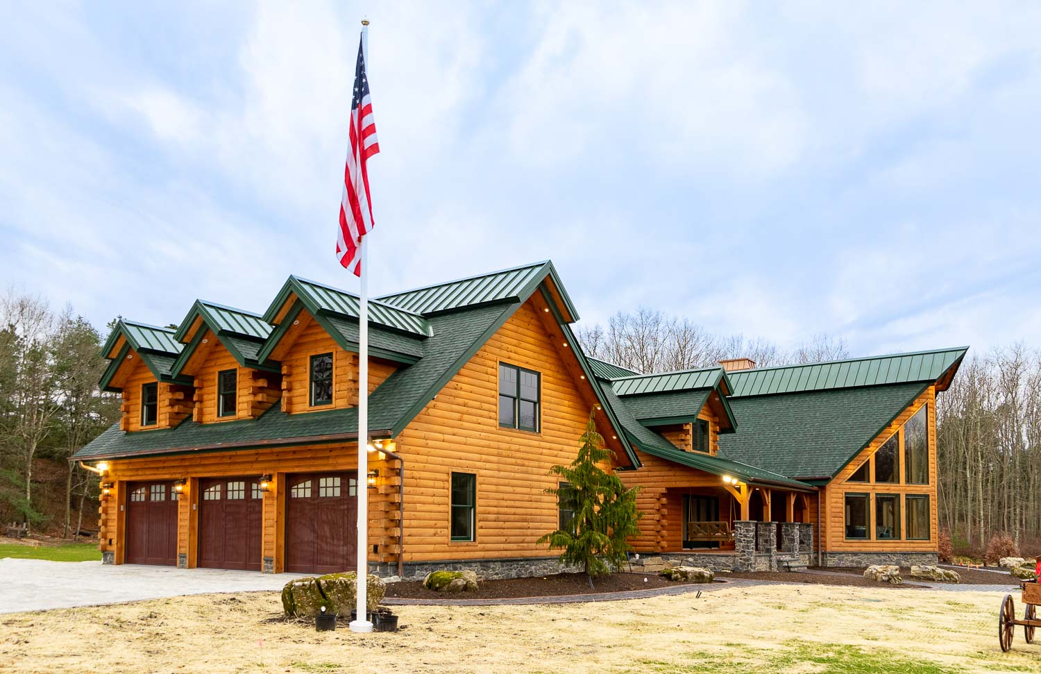 Three car garage with dormers