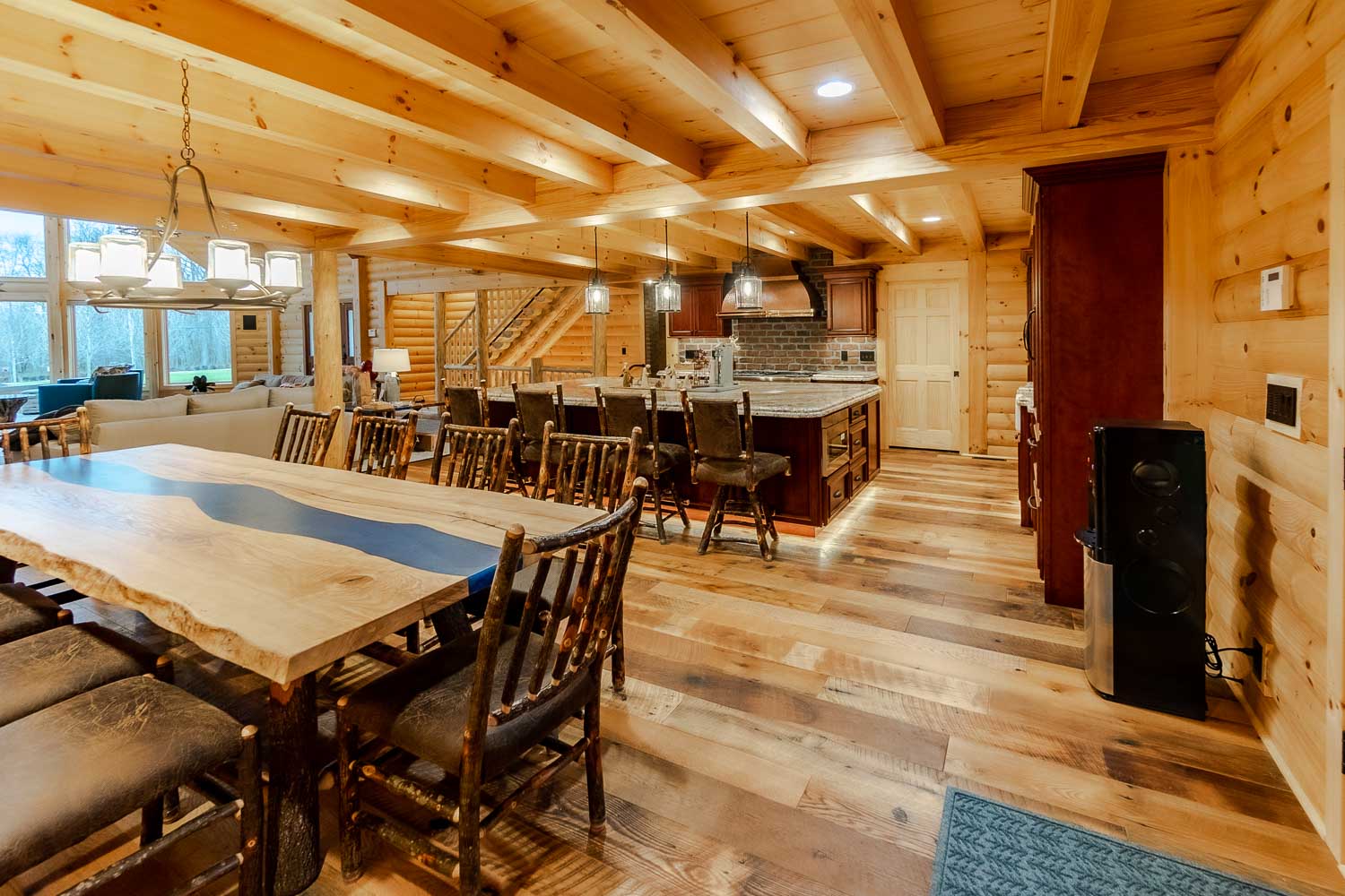 Large kitchen and dining area 