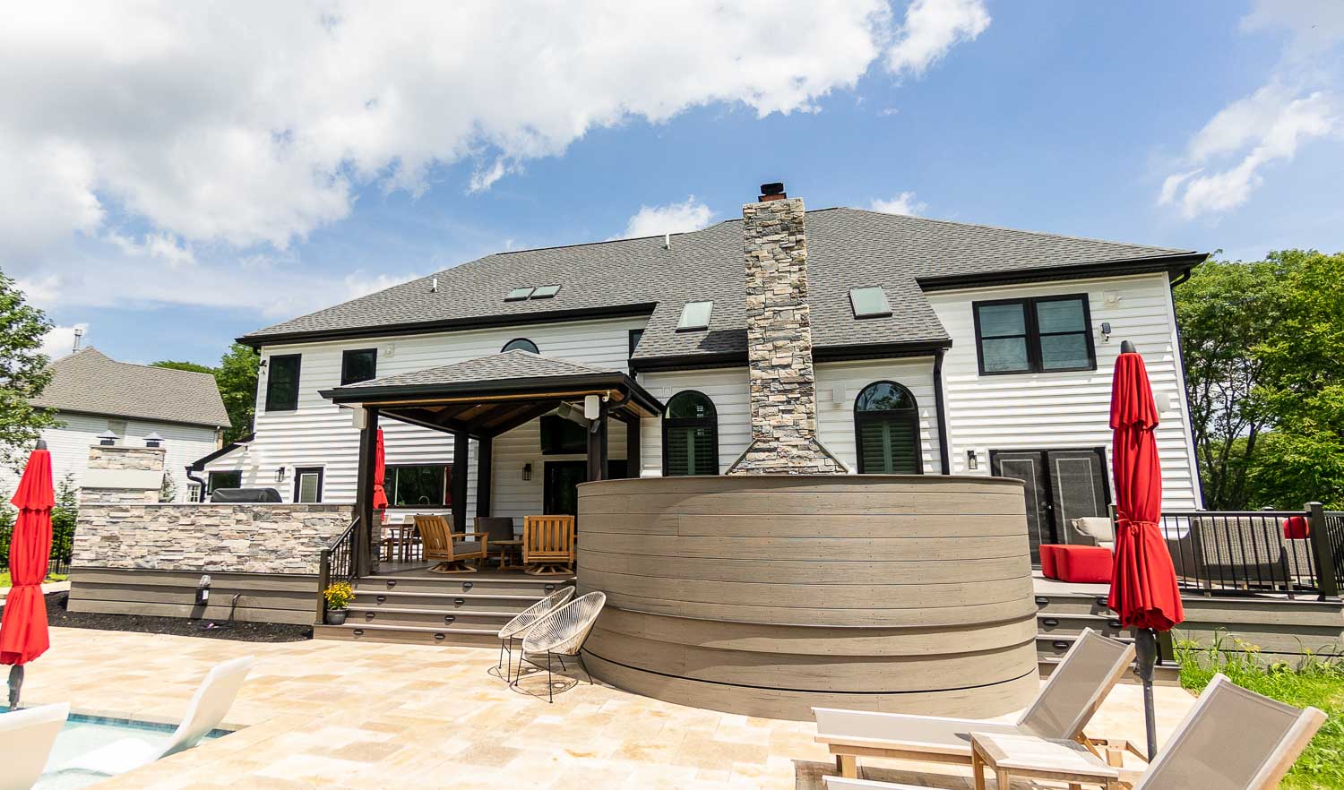 Custom deck with timber frame pavilion