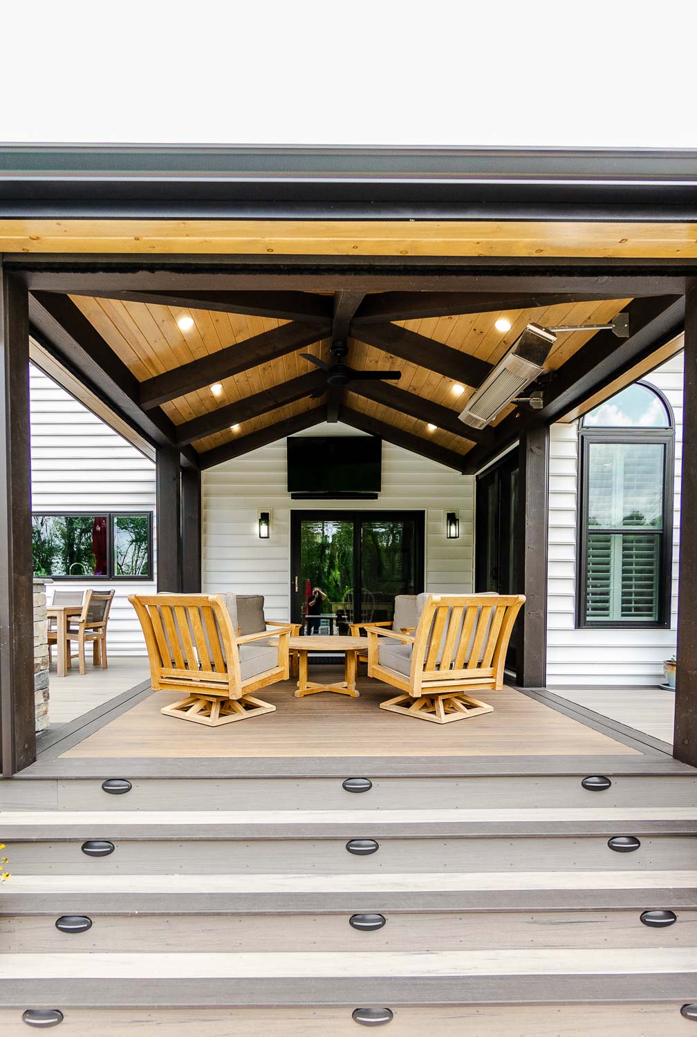 Custom Timber Frame Pavilion with retractable screens