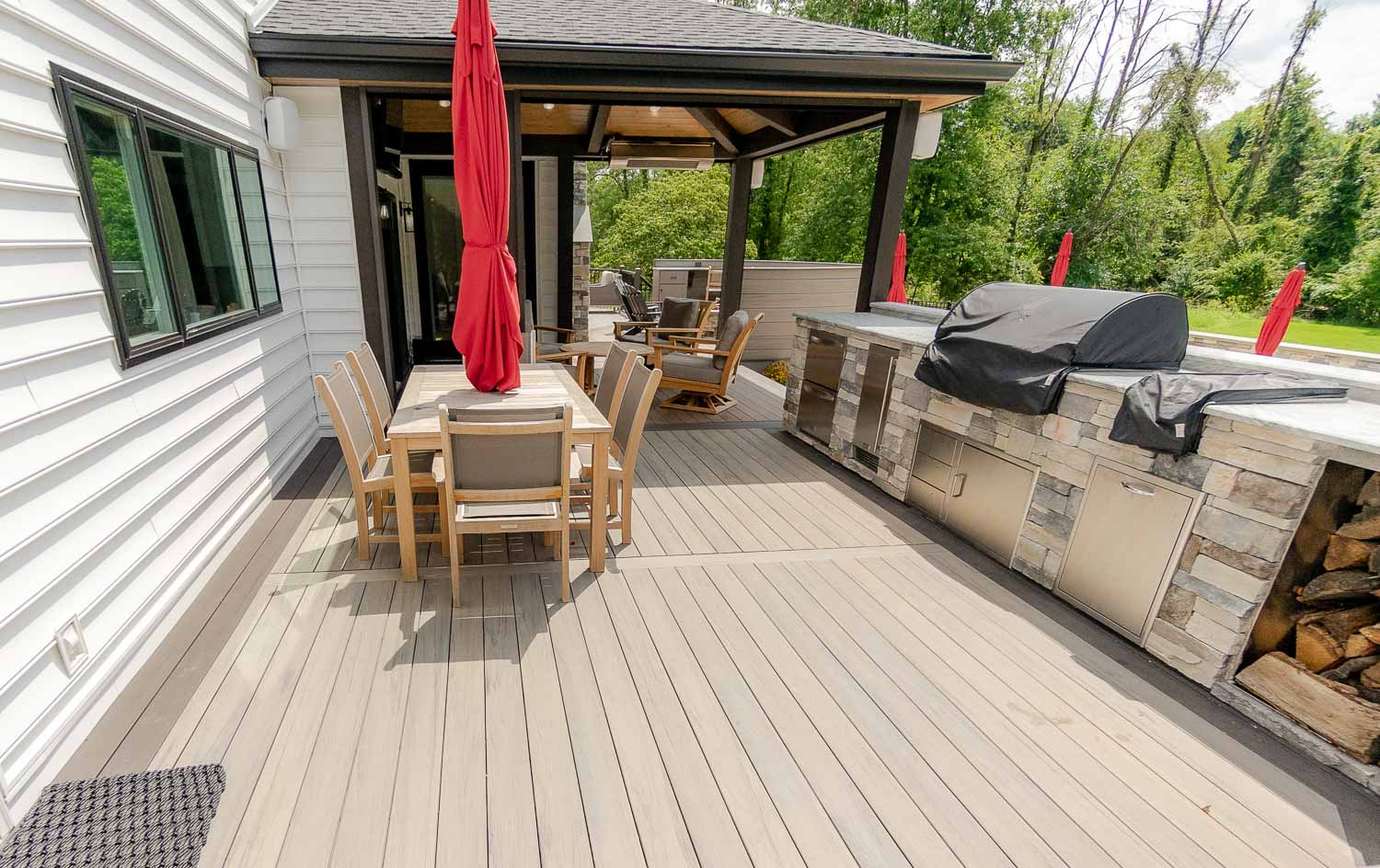 Outdoor kitchen on custom deck 