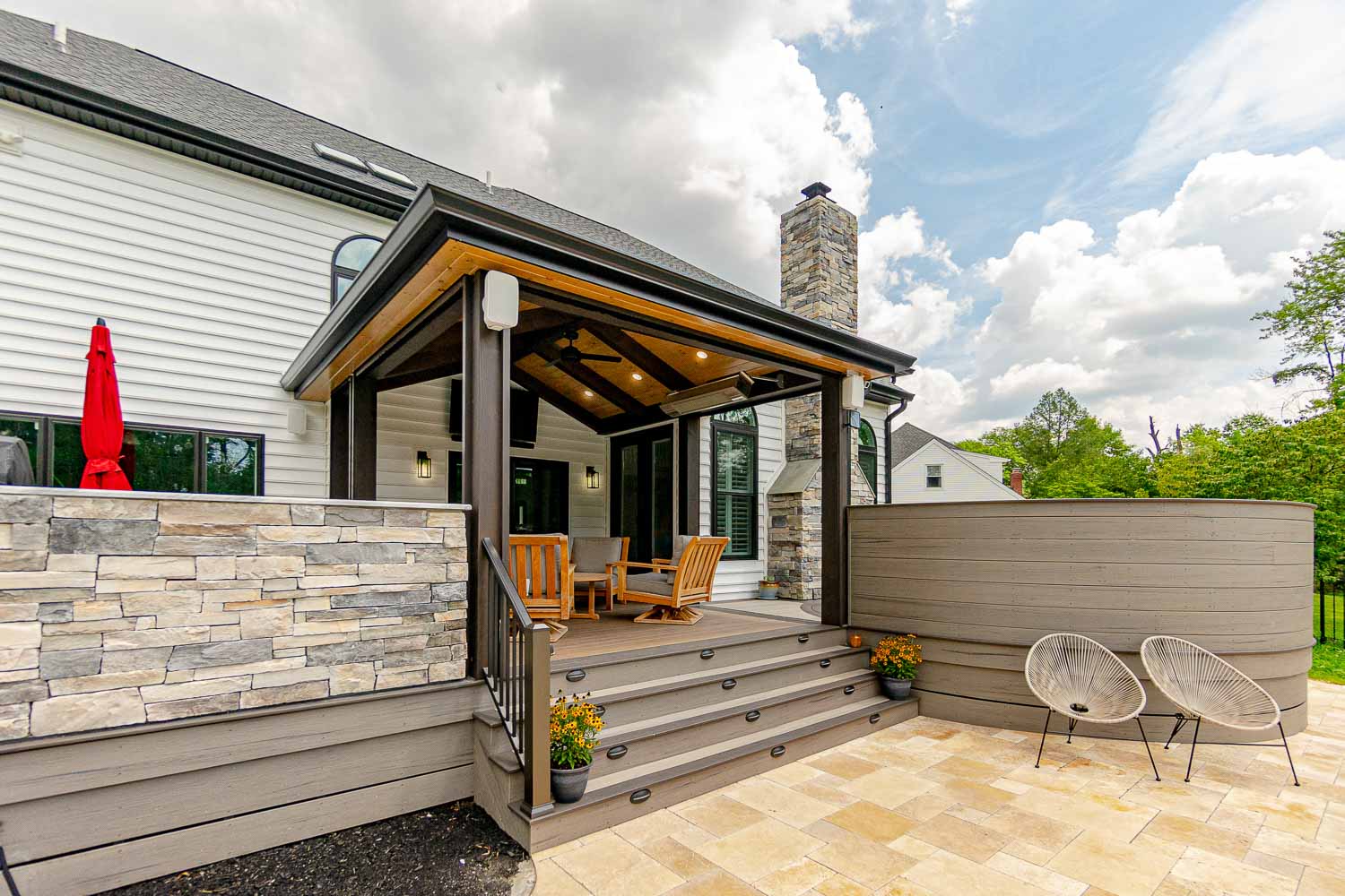 Custom deck with Timber Frame Pavilion