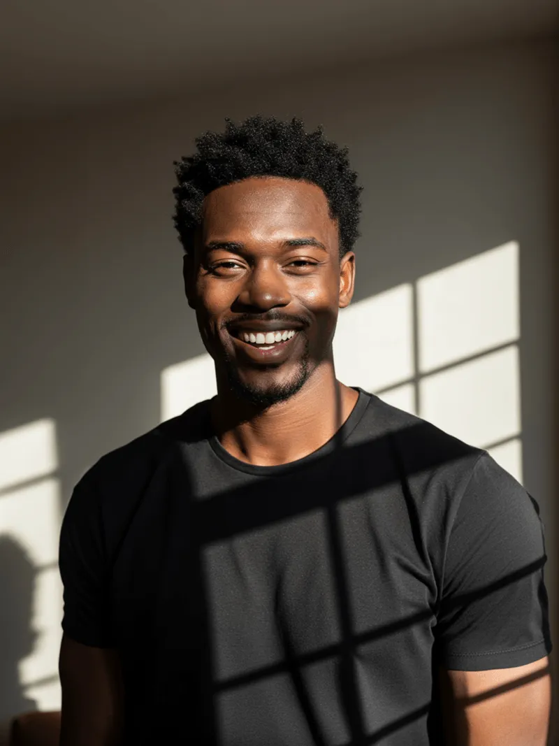 A man with a smile on his face.